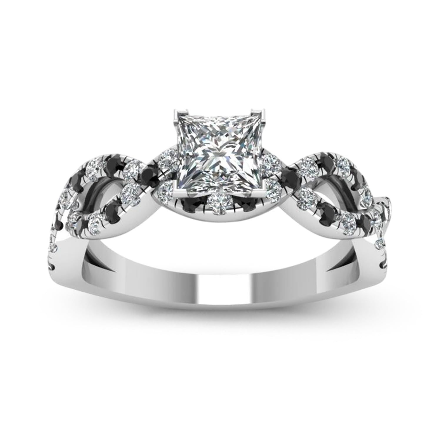 Jeulia 2.5 Carat Princess Cut Wedding Band Ring for Women - 925 Sterling Silver Twisted Eternity Birthstone Ring - Anniversary, Engagement & Promise Ring - Comes with Jewelry Gift Box - Perfect for Weddings, Proposals & Special Occasions
