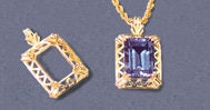 14x10 Emerald Cut Sterling Silver or 14kt Gold Pendant Setting - USA Made Jewelry for Women, Engagement & Special Occasions
