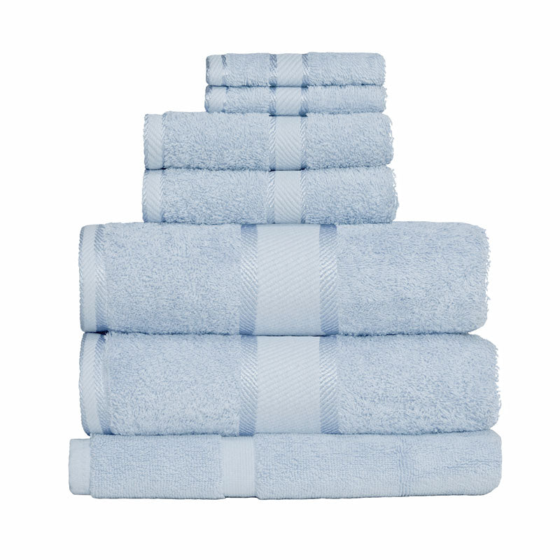 Premium 100% Cotton Baby Blue Bath Towel Set - 7pc Ultra Soft & Absorbent Bath Sheets for Spa, Bathroom & Beach | Luxury Hotel Quality Towels