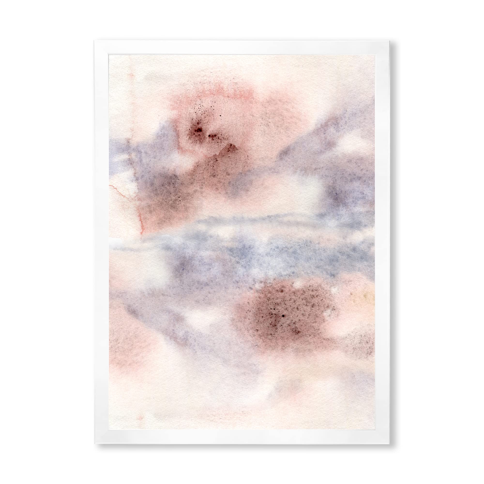 Pastel Abstract Wall Art with Blue Pink Gray & Red Spots - Modern Framed Canvas Painting for Living Room, Bedroom & Office Decor