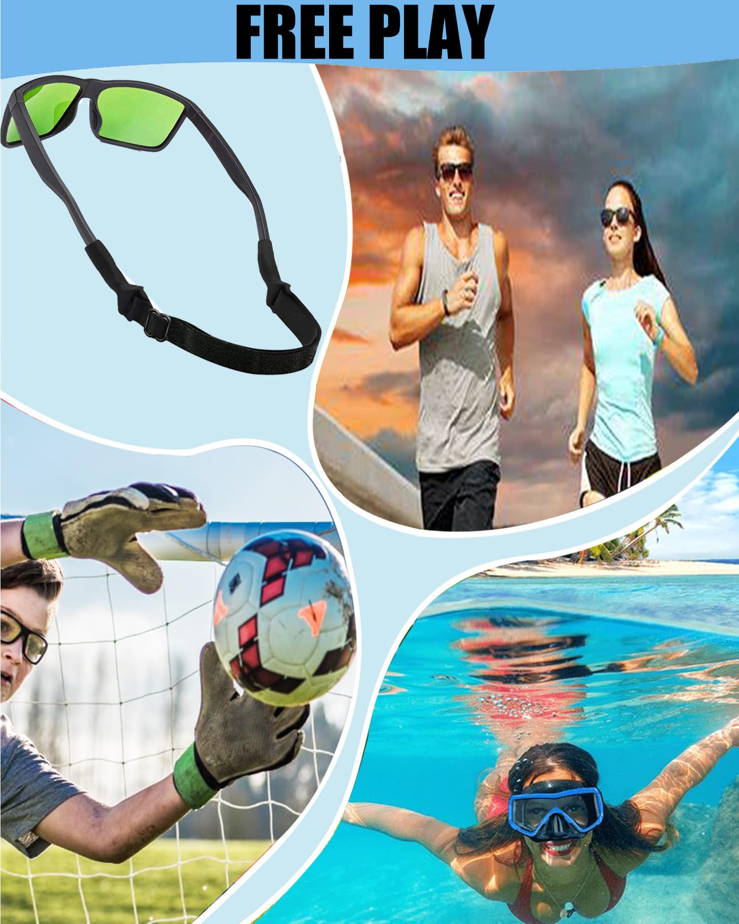 **Kids & Adults Silicone Eyeglasses Strap (6.5-10in) - Adjustable Glasses Holder for Boys, Girls, Women & Men - Perfect for Sports, Reading & Outdoor Activities**