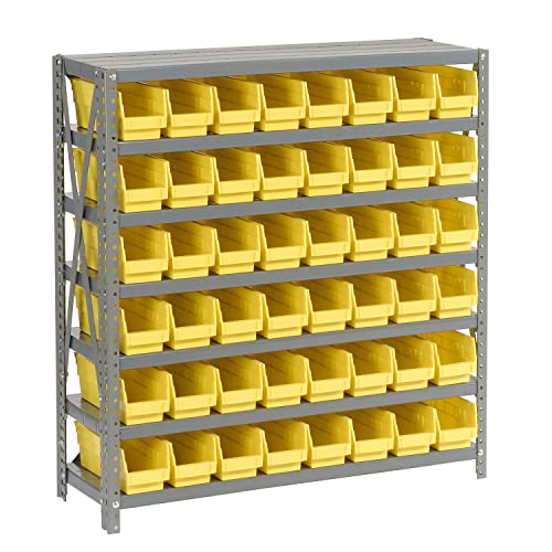 Global Industrial 7-Shelf Steel Shelving Unit with 48 Plastic Bins (4