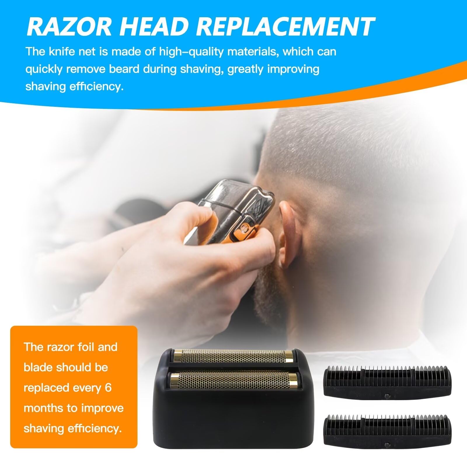 Upgraded Replacement Foil and Cutter for Barberology FXFS2 Electric Shaver - Matte Black Double Foil Replacement Head for PRO Barberology Razors | Perfect for Professional Barbers & Home Grooming