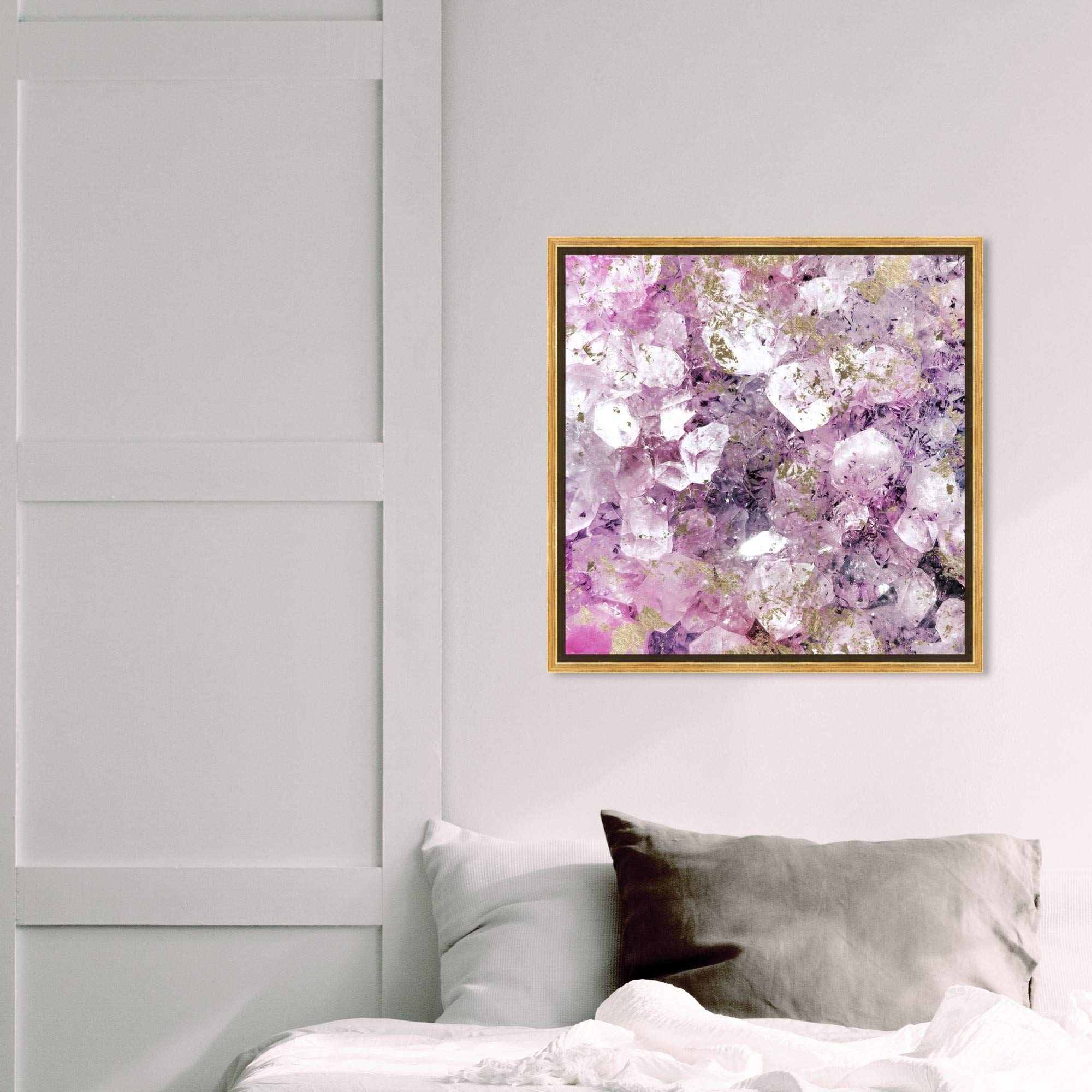 Oliver Gal Abstract Framed Wall Art - 20x20 Inch Purple & Gold Crystal Canvas Print for Romantic Home Décor | Perfect for Living Room, Bedroom & Office Decorations