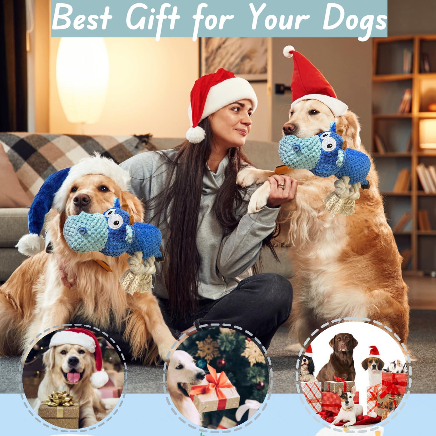 Durable Dog Toys for Aggressive Chewers - Squeaky Crinkle Plush Chew Toys for Small & Medium Dogs | Interactive Tug of War & Teething Relief Toys | Perfect for Playtime, Training & Anxiety Relief