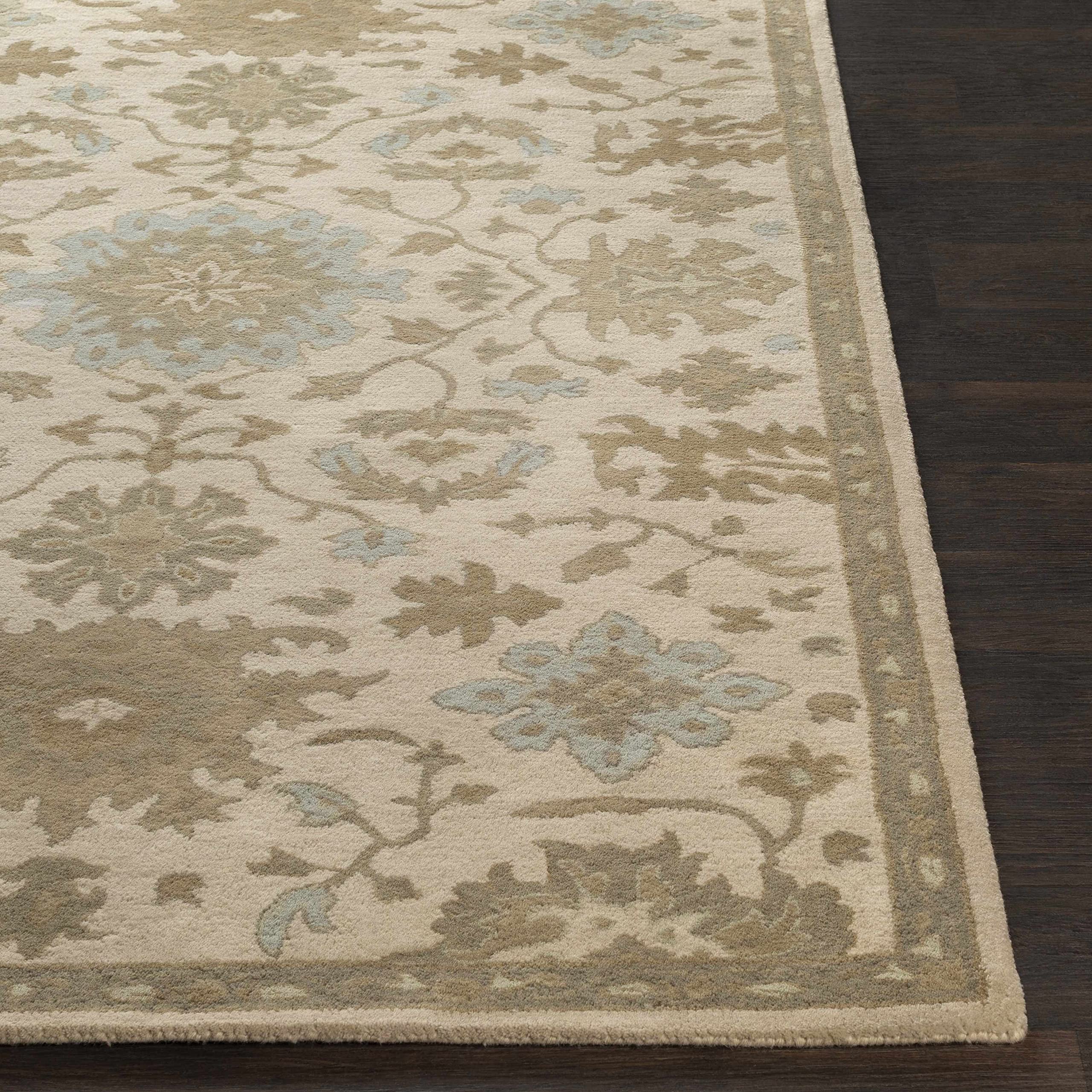 Premium Hauteloom Gainesboro Wool Area Rug for Living Room & Bedroom - Traditional Green, Beige, Blue - 9'9