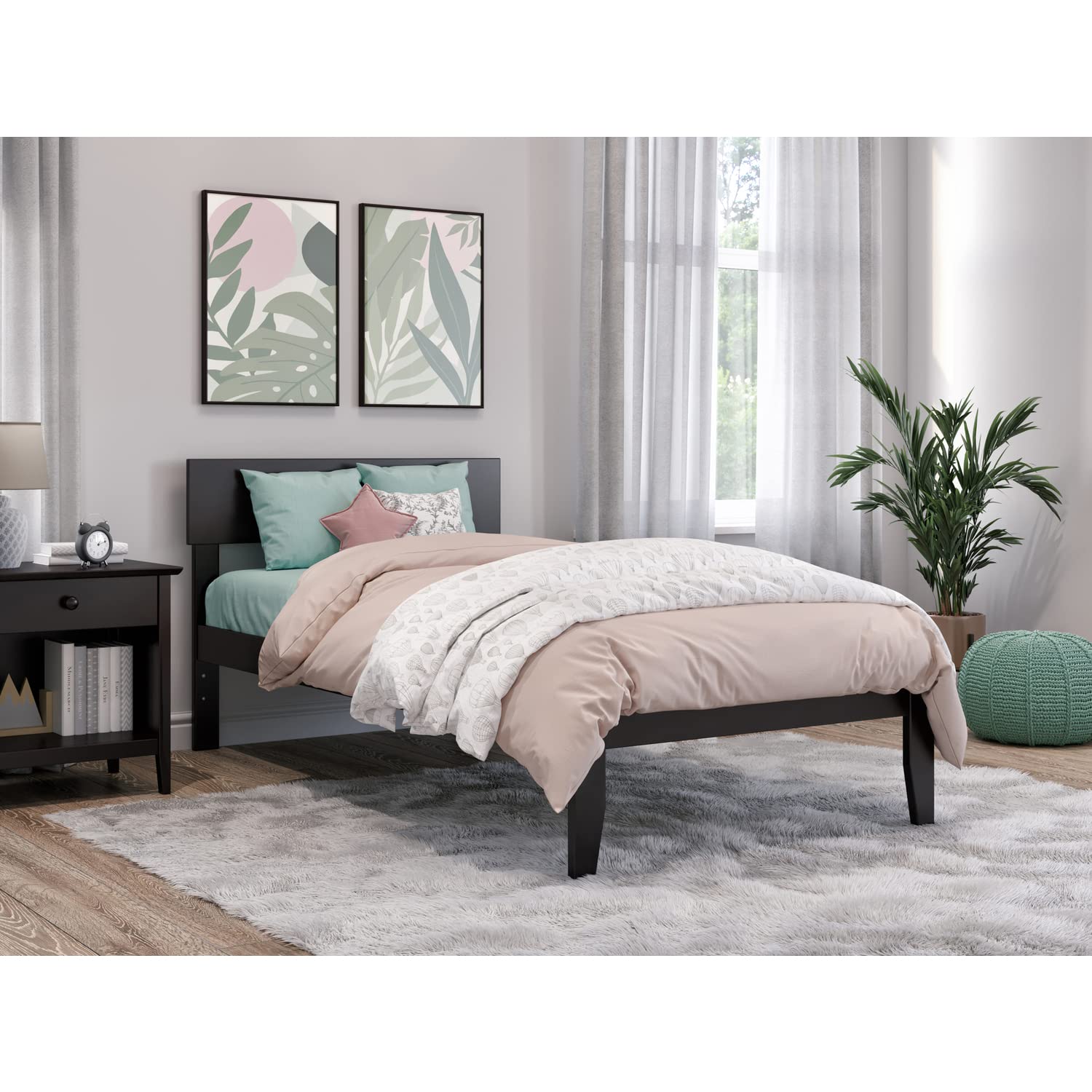 AFI Boston Twin Size Platform Bed Frame - Espresso Finish, Sturdy Wooden Slat Support - Perfect for Kids' Rooms, Guest Beds & Small Spaces