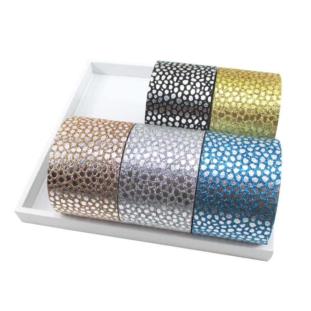 5Mets 38mm Glitter Synthetic Leather Ribbon - Sparkly Faux Leather Craft Ribbon for DIY, Gift Wrapping, Hair Accessories, Christmas Ornaments & Home Decor (Pink)