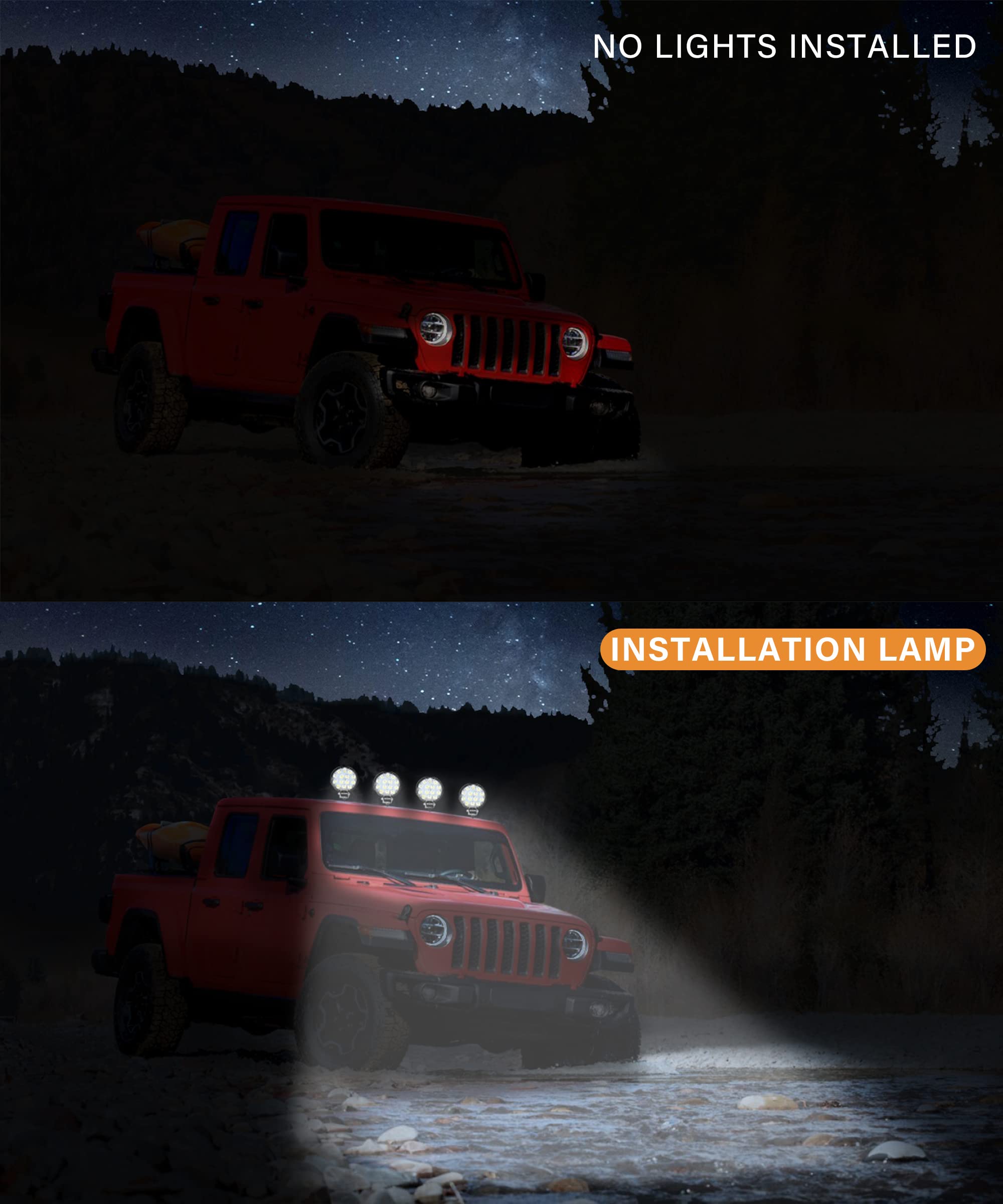 2PCS 4.5 Inch Round LED Offroad Lights - 42W Waterproof Spot & Flood Light Bar for Trucks, ATV, UTV, Jeep - Durable Bumper Work Light for Off-Roading, Fog, Hunting & Camping