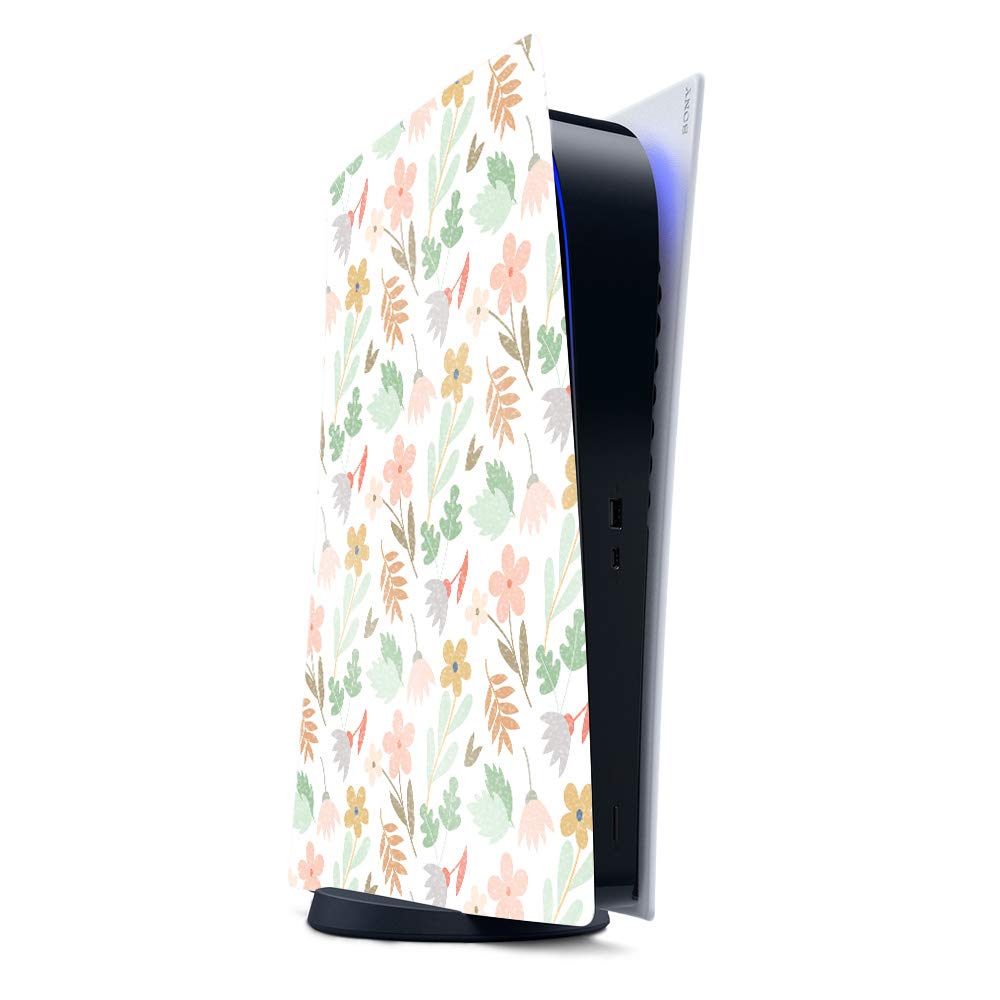 Glossy Glitter Skin for PS5 - Neutral Flowers | Durable & Easy to Apply | Gaming Decor