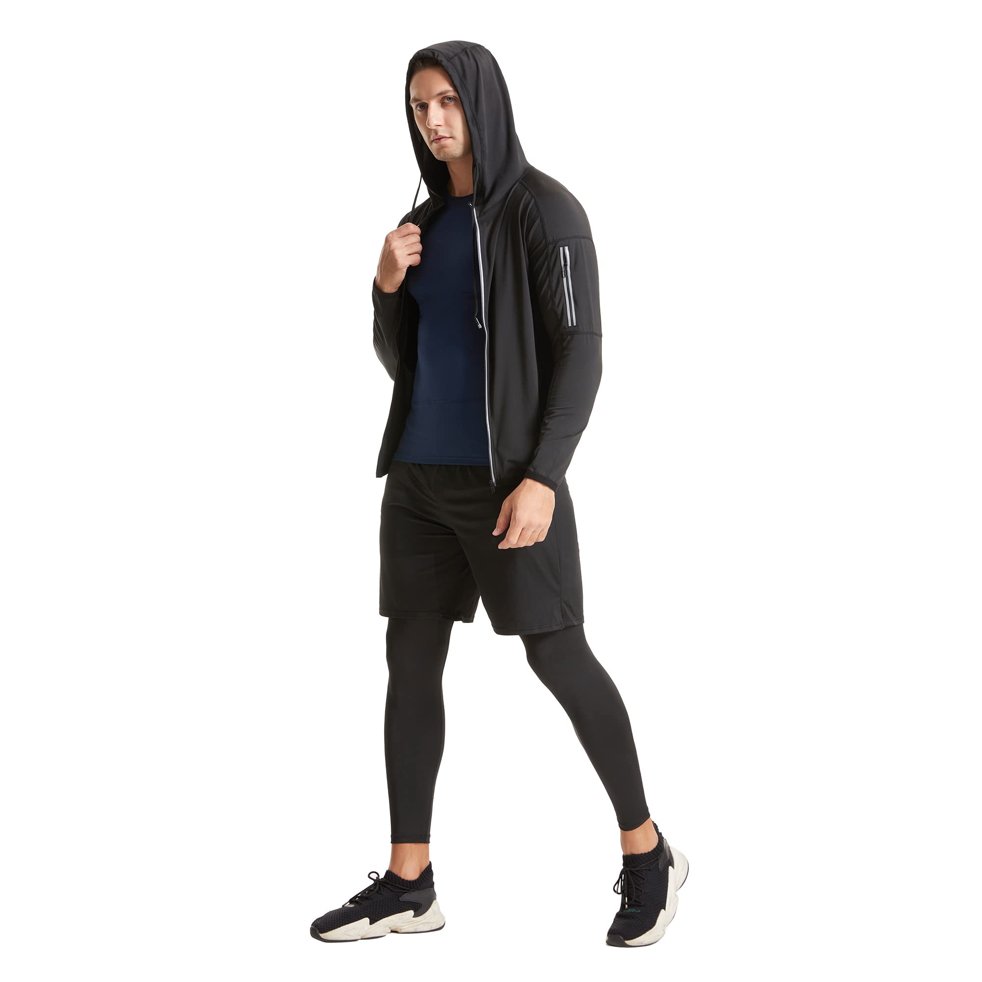Tancefair 5-Piece Men's Workout Set - Compression Pants, Short & Long Sleeve Shirts, Jacket - Gym, Running, Fitness Training Outfit for Men