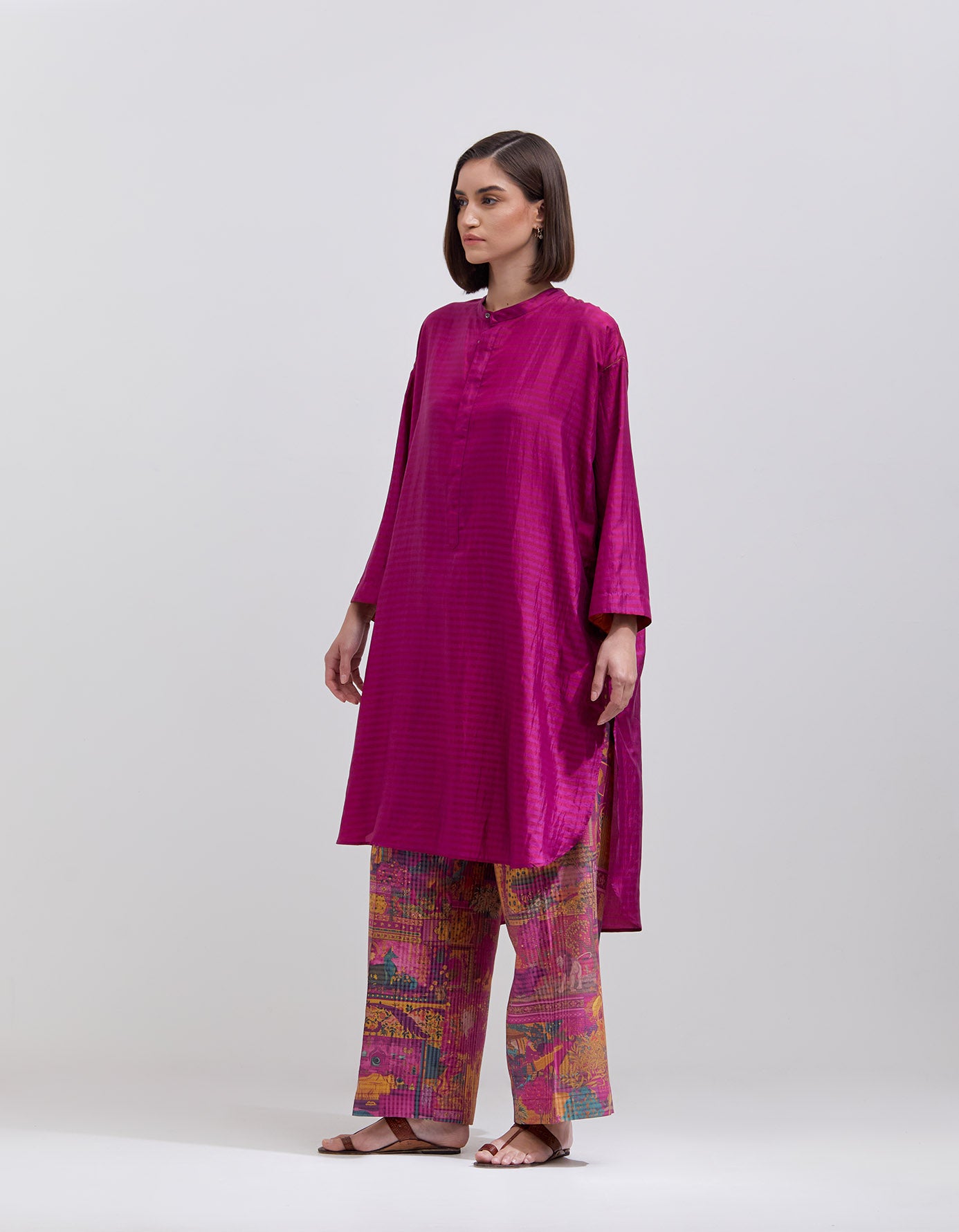 Panchatantra Chandrika Women's Purple Cotton Silk Check Pants - Comfortable & Stylish for Casual Wear, Office & Travel