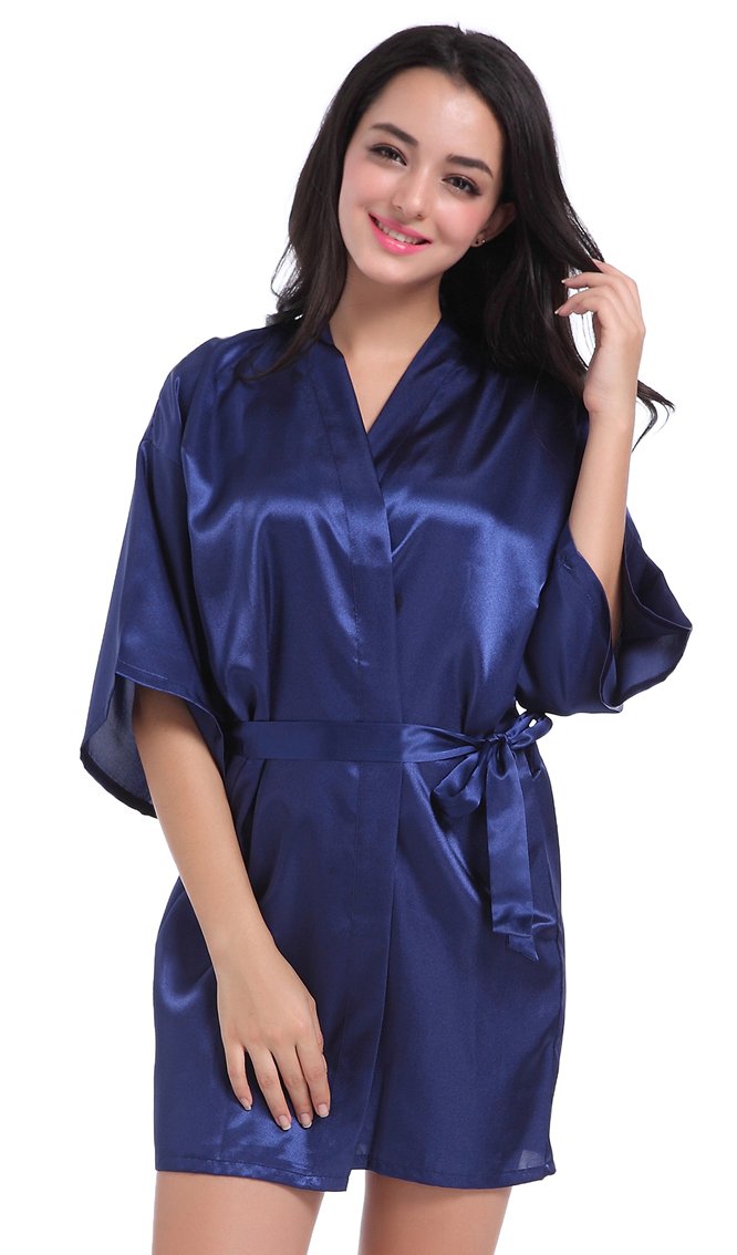 Bridesmaid Satin Kimono Robe - Gold Glitter for Wedding Party & Getting Ready