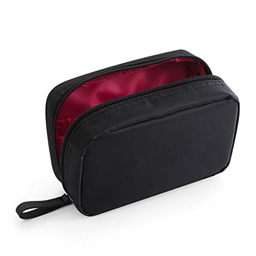 Portable Small Makeup Bag for Women - Travel Cosmetic Organizer Pouch Case with Artist Storage Compartments | Perfect for Travel, Gym & Everyday Use (Black)