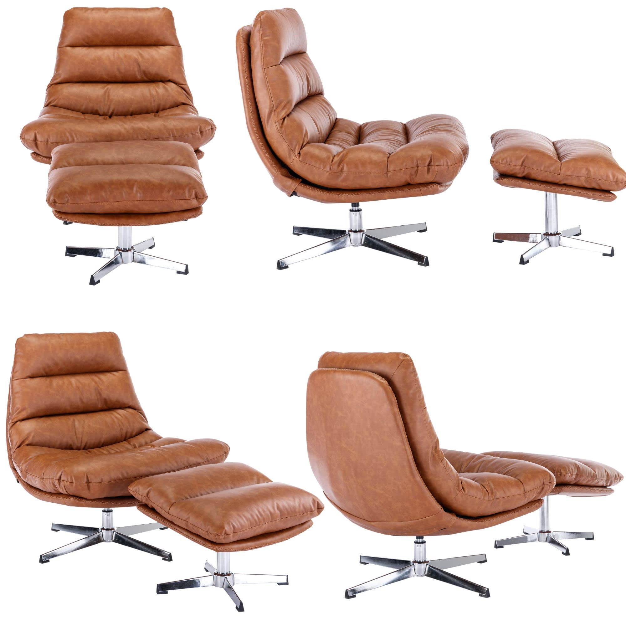 Modern Swivel Accent Chair with Ottoman Set - 33