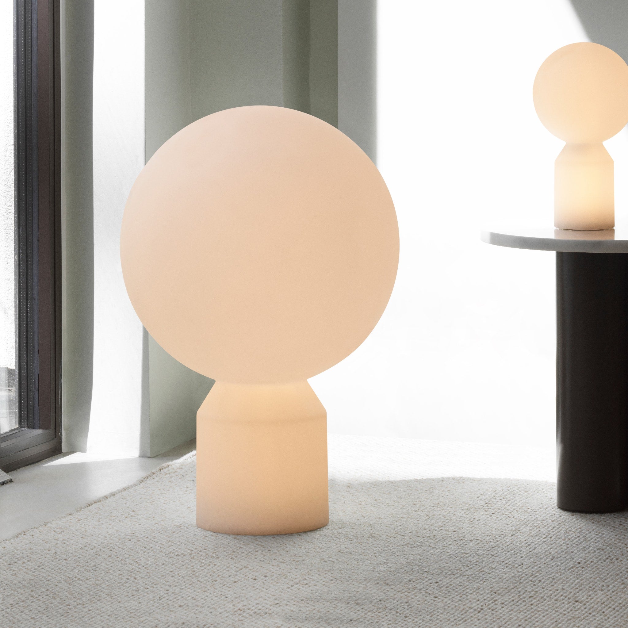 NORMANN COPENHAGEN Yo Portable Floor Lamp - Large 60cm White Modern LED Light for Living Room, Bedroom & Office Decor