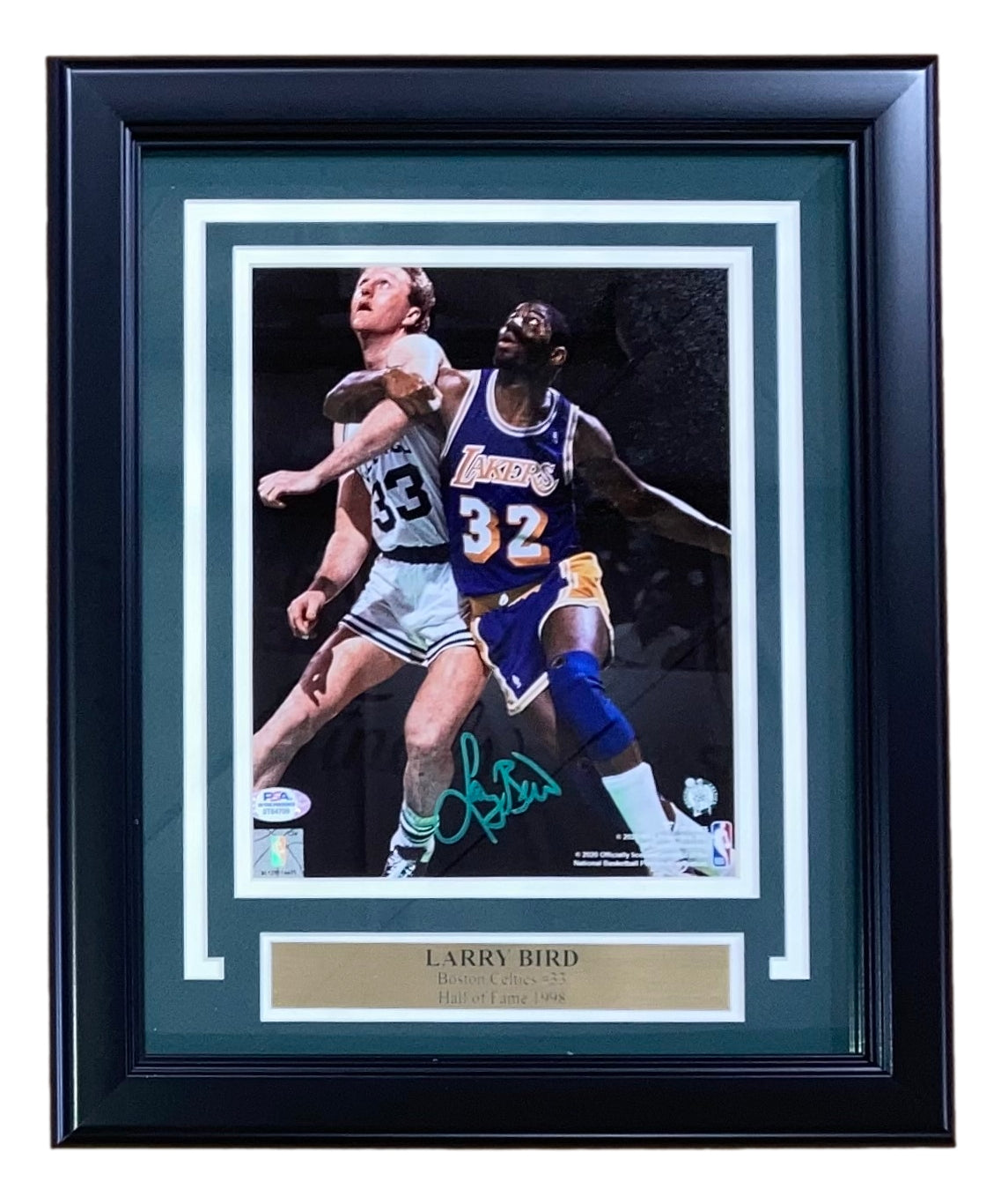 Larry Bird Autographed Framed 8x10 Boston Celtics Photo vs Magic Johnson - PSA Certified - Perfect for Sports Memorabilia Collectors and Celtics Fans - Display in Home, Office, or Man Cave