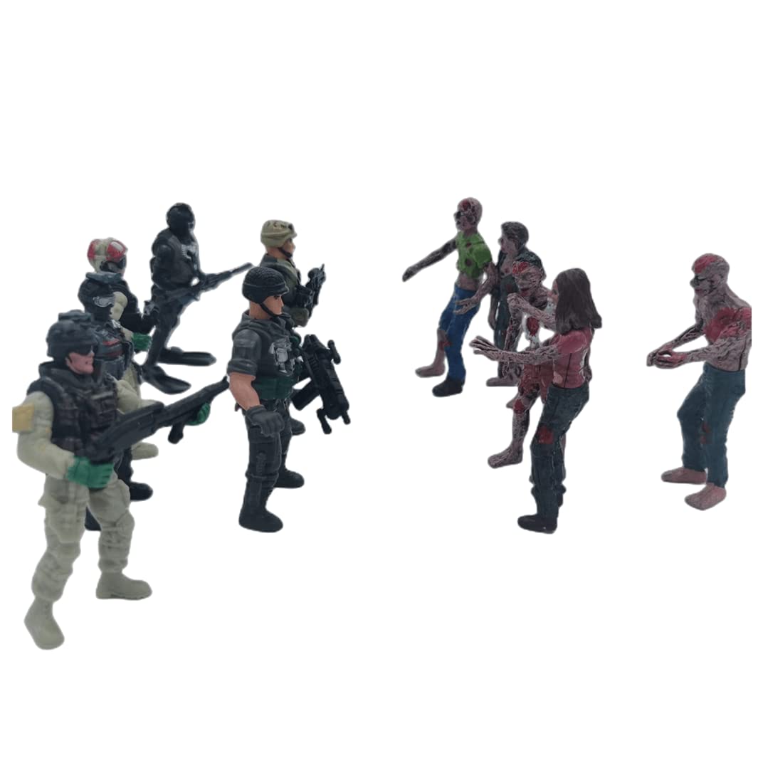 Realistic Army Men & Zombie Action Figure Toys - 12PCS Battle Scene Playset Collection for Kids, Boys & Adults | Perfect for Christmas Gifts, Halloween Decor & War Game Scenarios (Black)