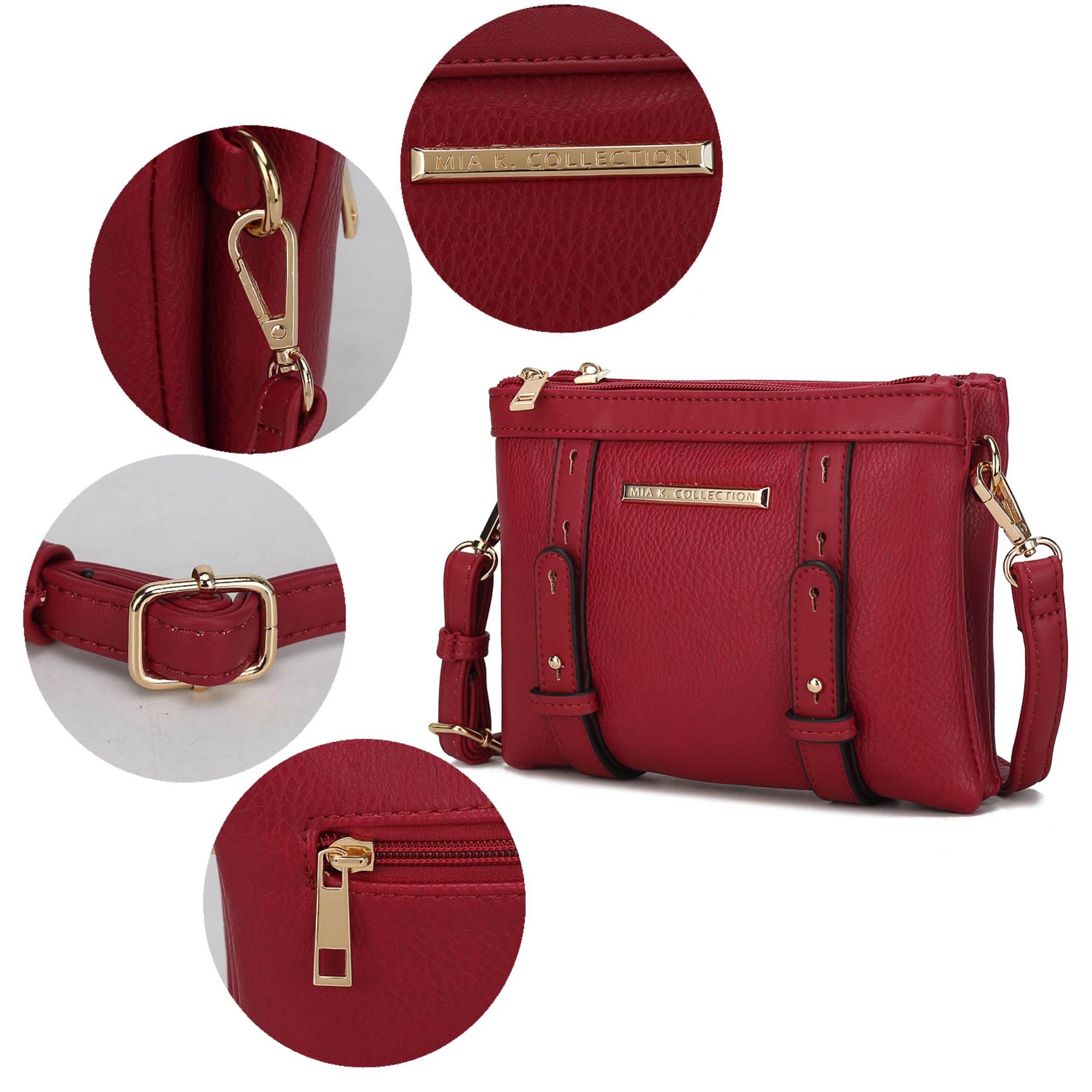 MKF Women's Crossbody Bag - PU Leather Shoulder Purse for Daily Use