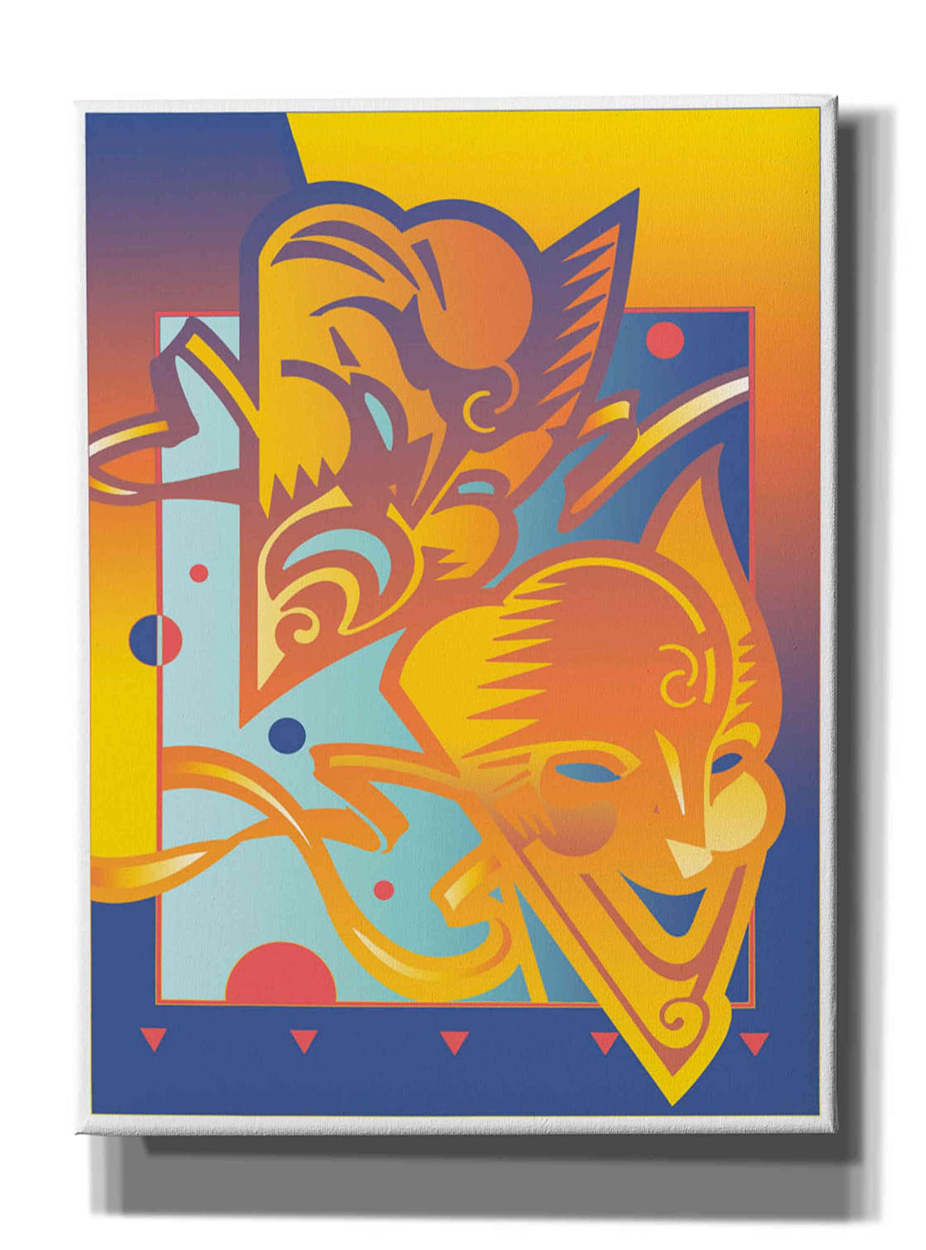 David Chestnutt 'Theatre Masks' Giclee Canvas Wall Art - 40x54 Inches Large Modern Home Decor for Living Room, Bedroom & Office - High Quality Fine Art Print