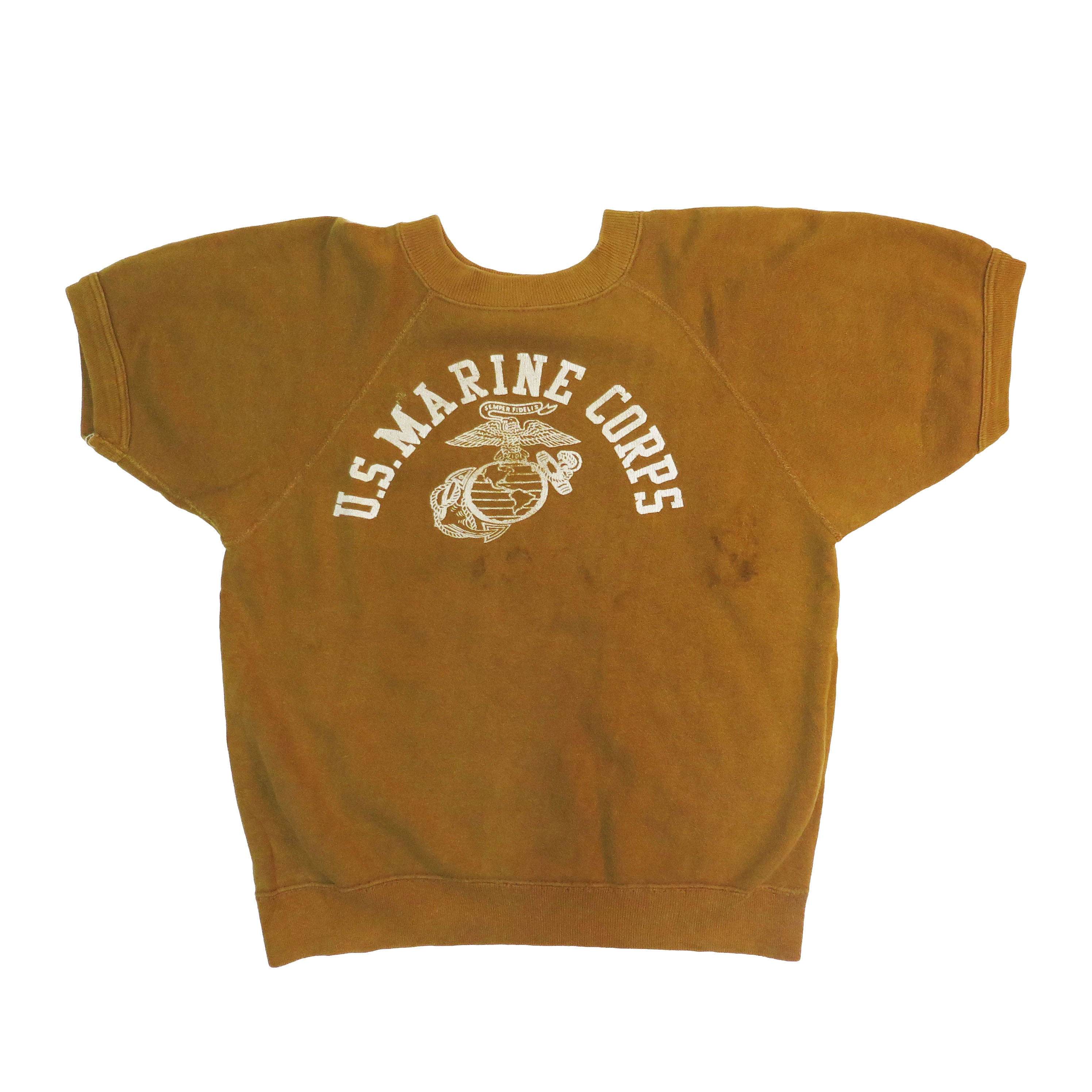 Vintage 1970's USMC US Marine Corps Short Sleeve Sweatshirt - Size XS - Military Apparel for Collectors & Patriotic Fashion