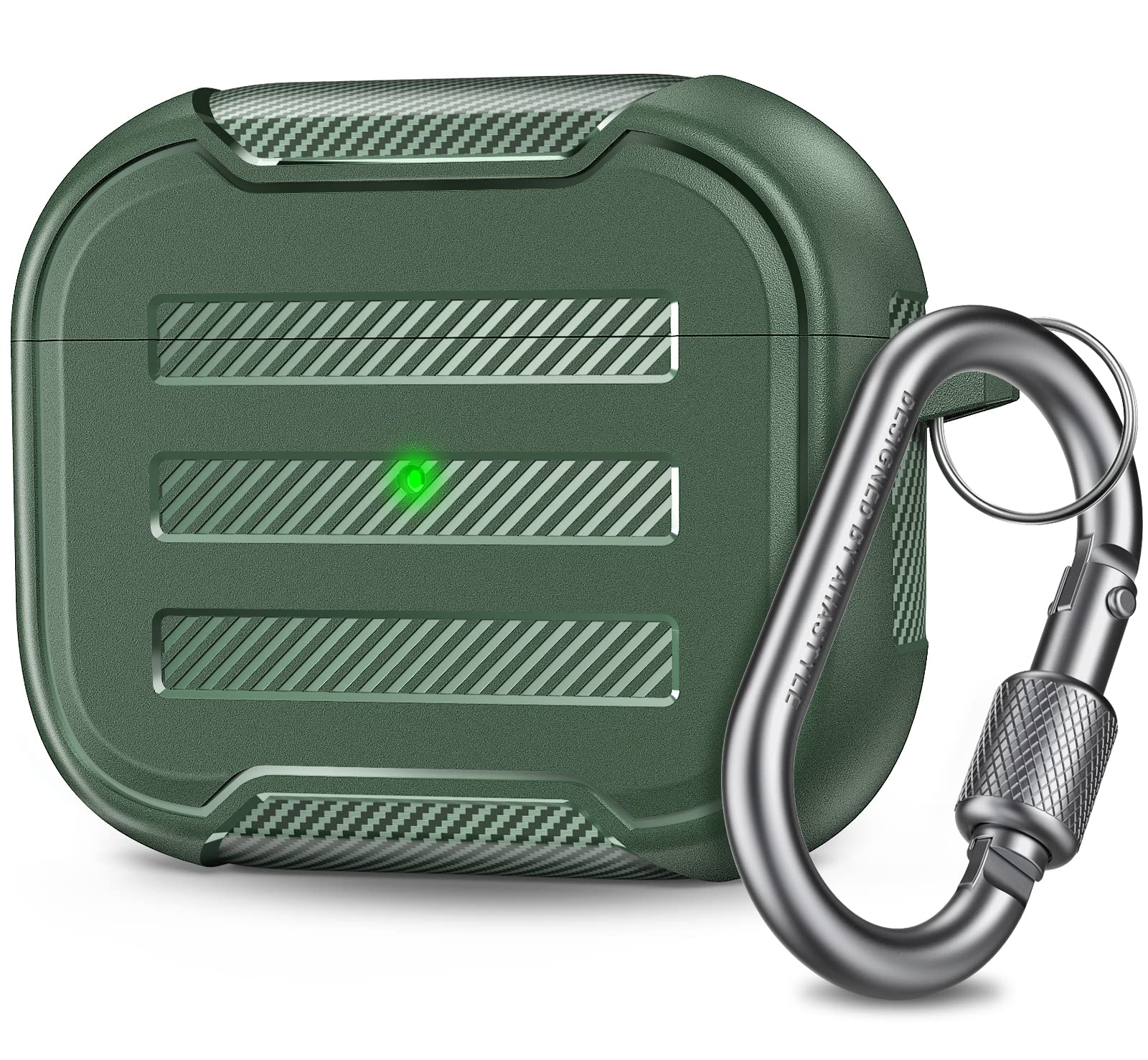 Shockproof AirPods 3 Case Cover - Rugged Hard Shell TPU Protective Case for Apple AirPods 3rd Generation (Midnight Green) - Perfect for Gym, Travel & Outdoor Activities