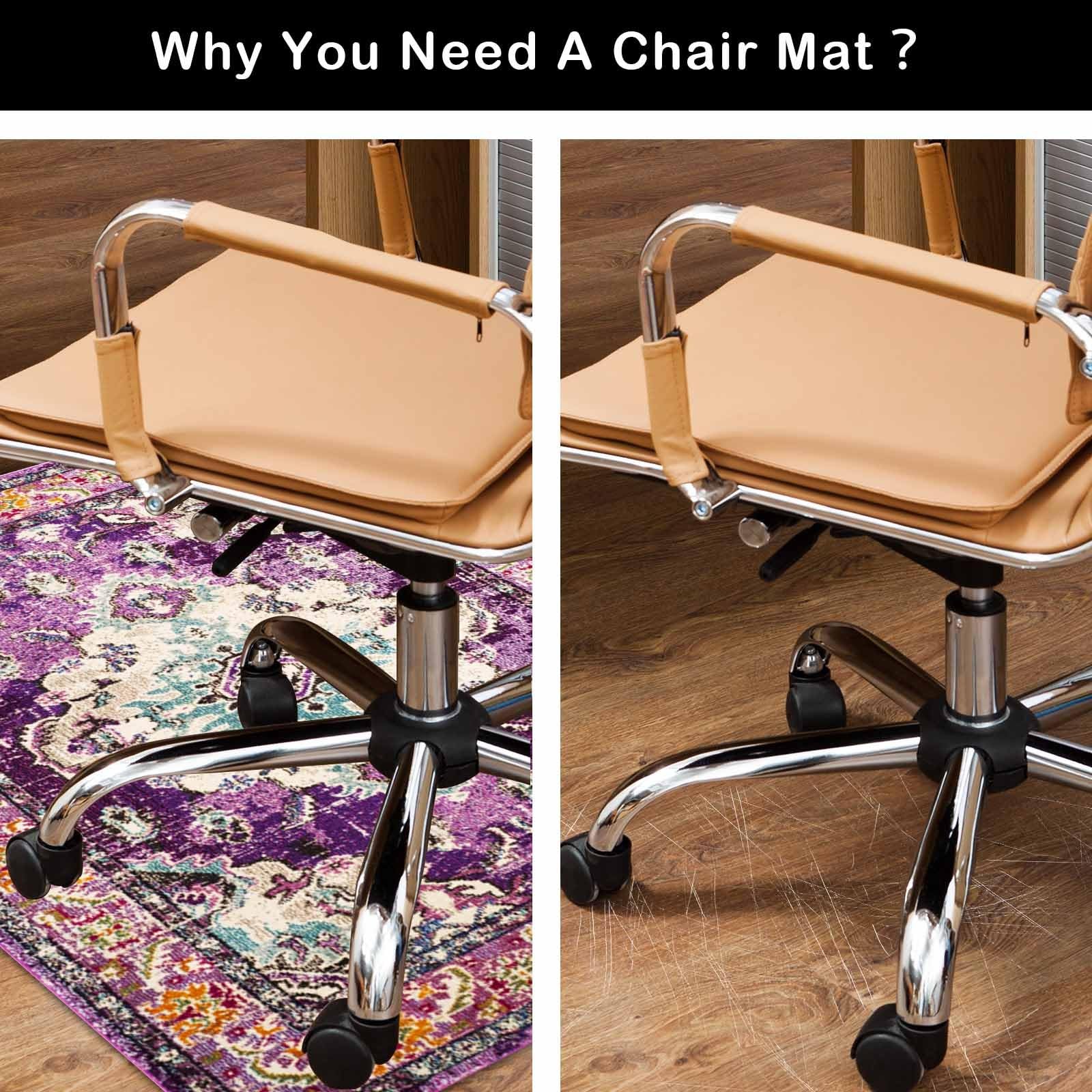 Premium Office Chair Mat for Carpet & Hardwood Floors - Heavy Duty Desk Chair Protector Mat for Computer Chairs - Perfect for Home Office, Gaming Setup & Workspace Protection