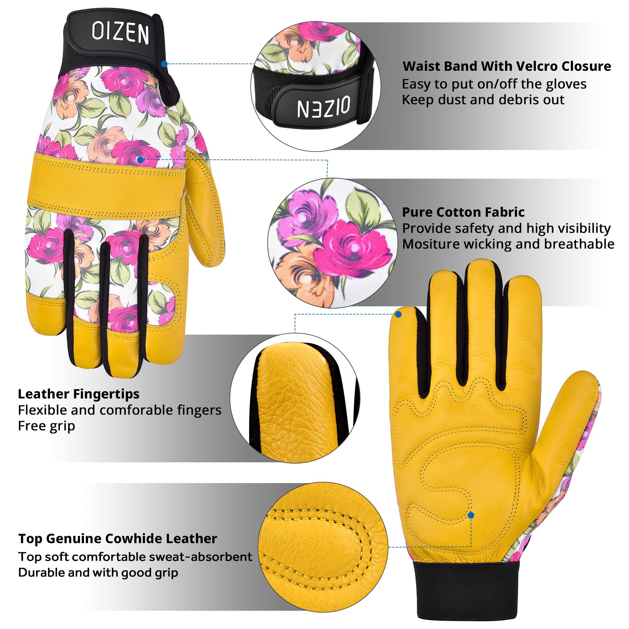 Premium Cowhide Leather Work Gloves for Women - Thorn Proof, Durable Gardening Gloves - Ideal for Landscaping, Farming & Outdoor Chores - Perfect Gardening Gift for Her