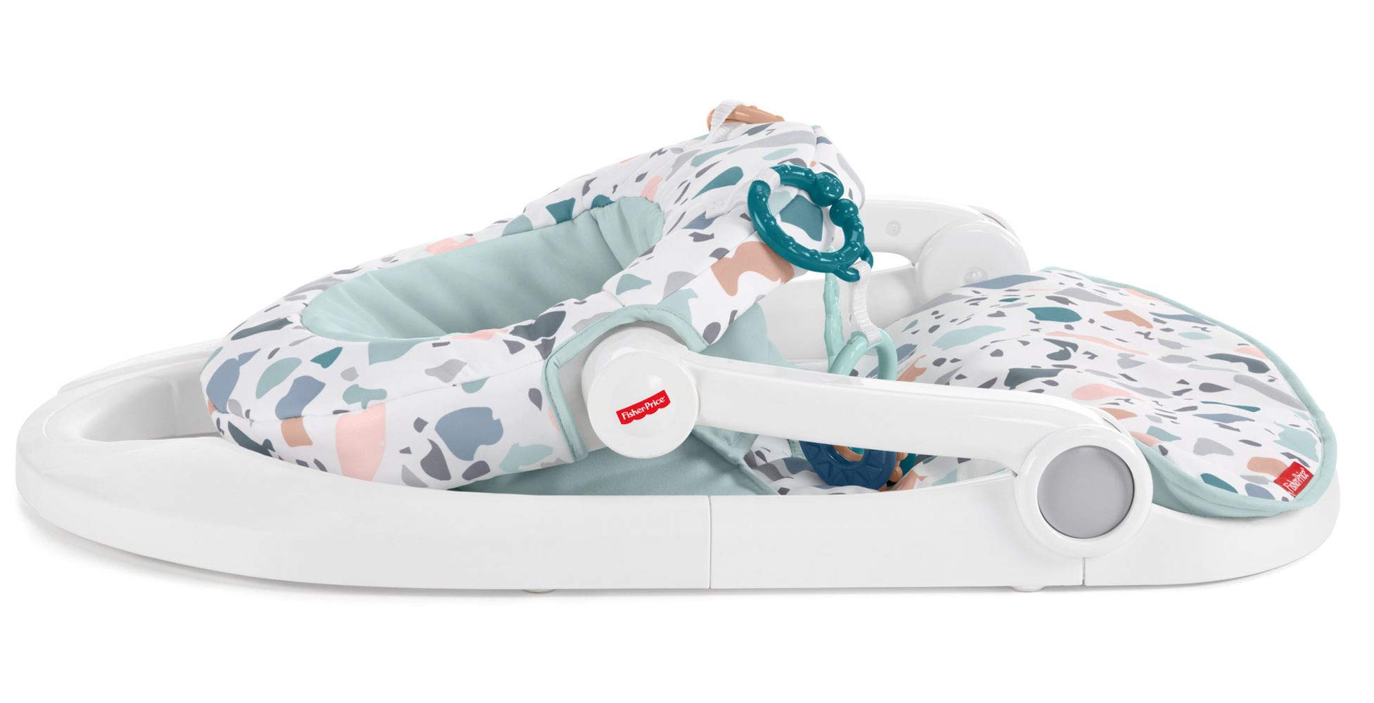 Fisher-Price Portable Baby Floor Seat with Developmental Toys | Machine Washable Seat Pad | Pacific Pebble | Perfect for Playtime, Feeding & Learning at Home or Travel