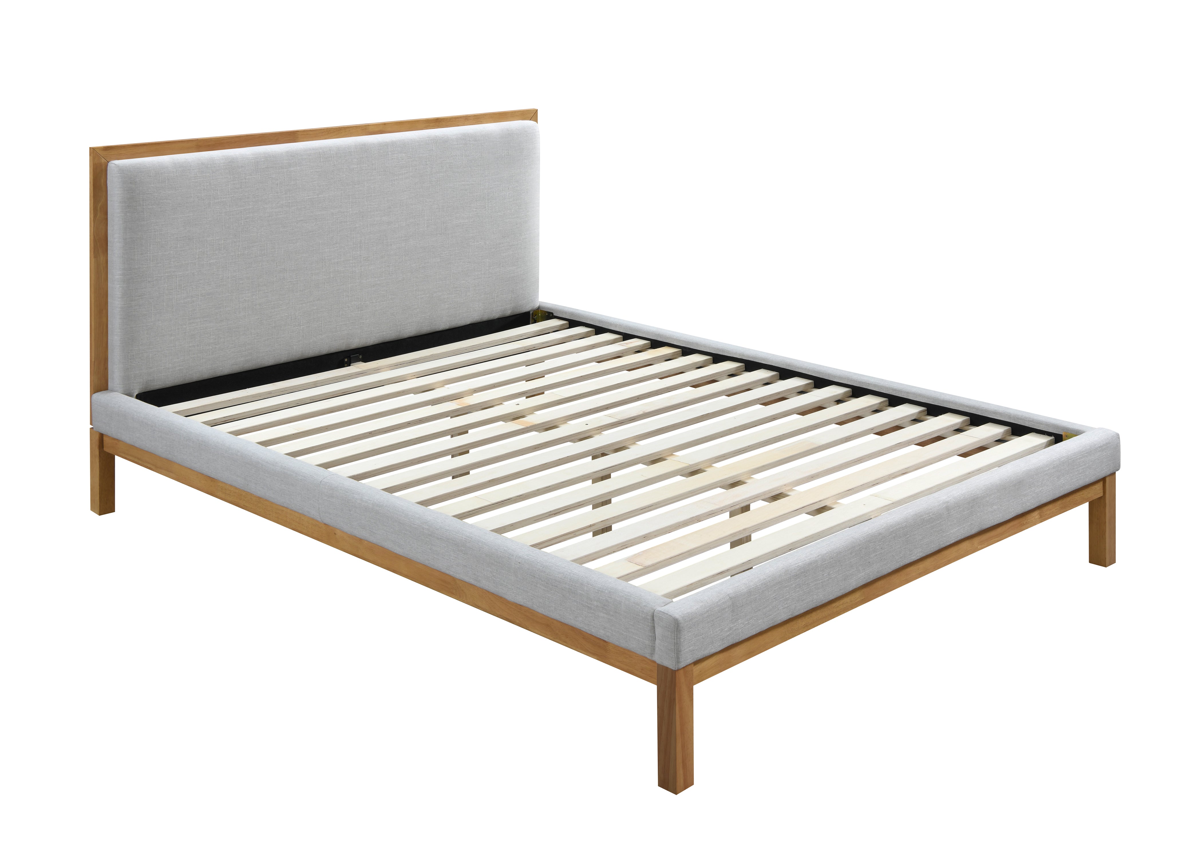 Amelia Queen Size Bed Frame - Solid Oak Wood with Light Grey Finish - Perfect for Modern Bedrooms and Guest Rooms