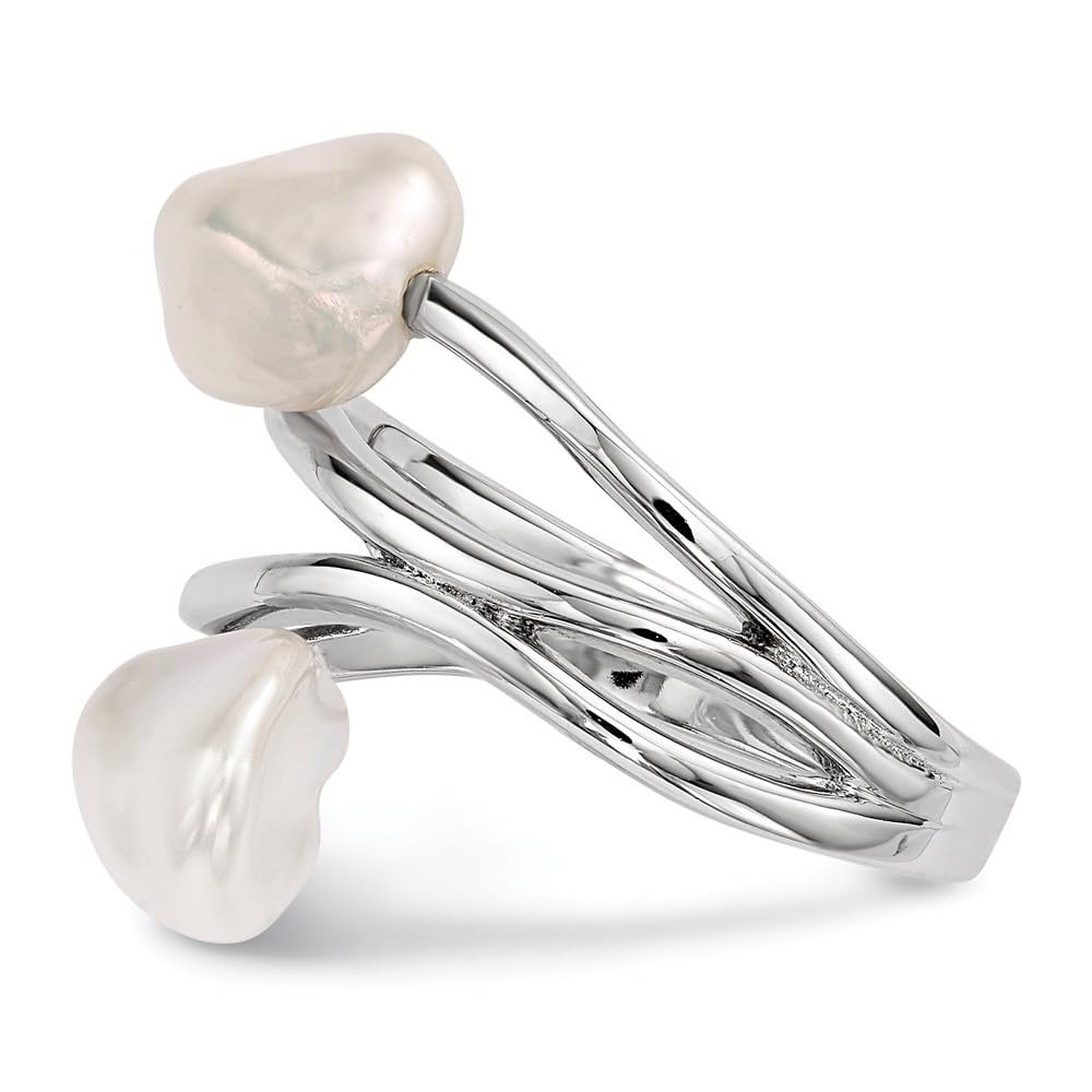 Premium 7-8mm White Baroque Cultured Pearl Sterling Silver Ring for Women | Elegant Jewelry Gift for Brides, Anniversaries & Special Occasions