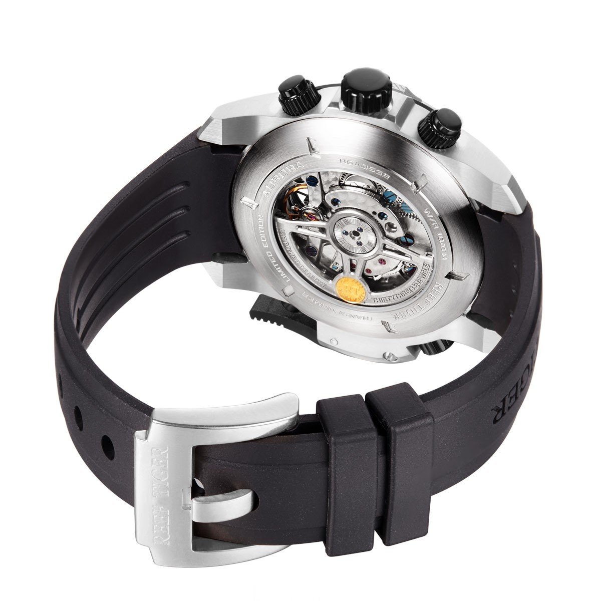 REEF TIGER Men's Military Sport Watch - Waterproof Stainless Steel Case with Durable Rubber Strap - RGA3532 - Perfect for Outdoor Adventures, Running & Tactical Use