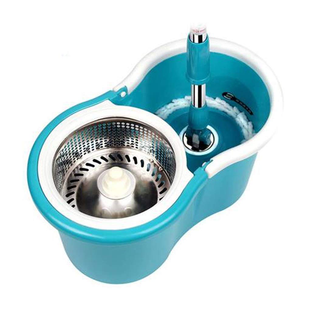 Magic Mop Self-Wringing Spin Mop Bucket - Hands-Free 360° Rotating Mop with Large Capacity (Blue) - Perfect for Hardwood Floors, Tile & Home Cleaning