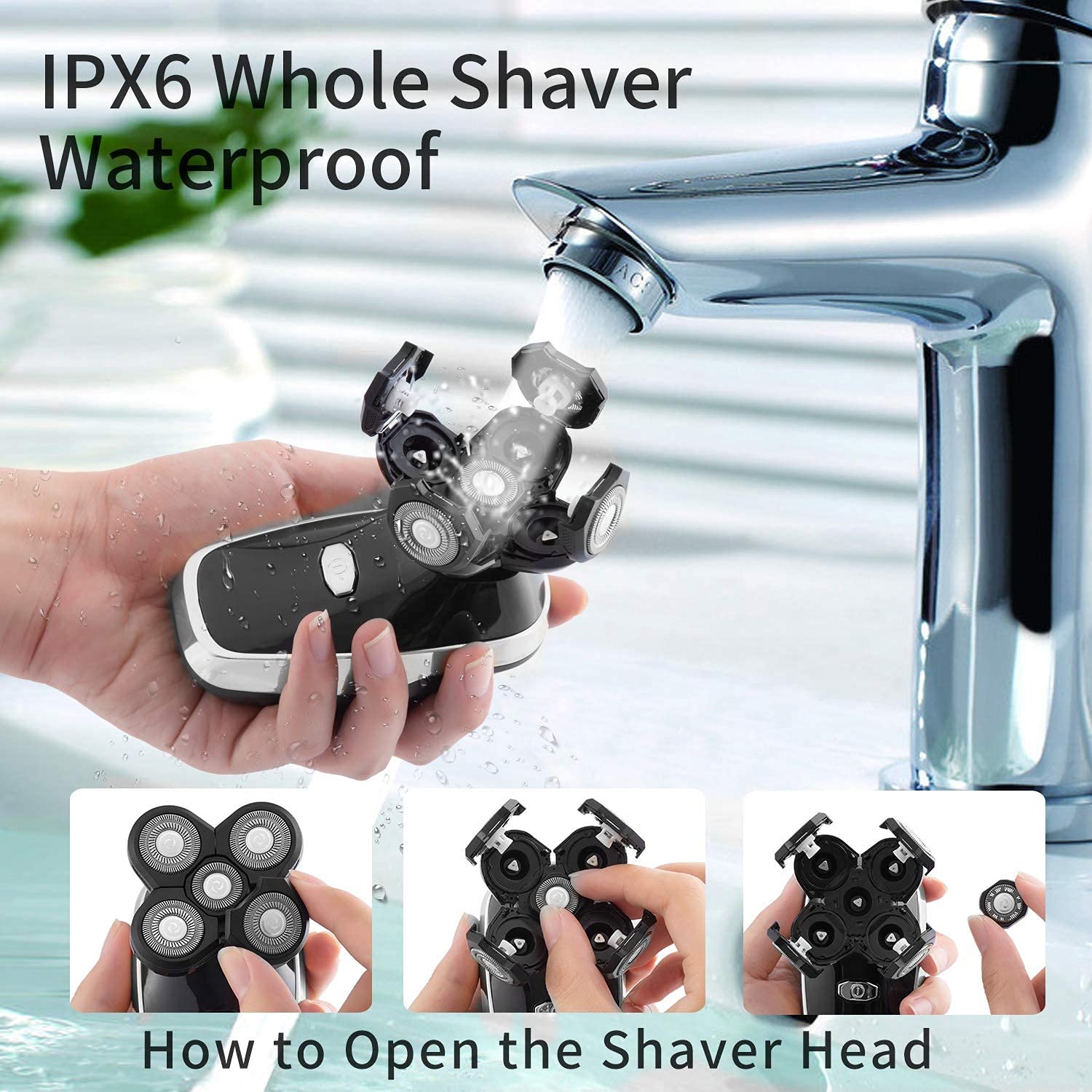 5-in-1 Electric Razor for Men - Rechargeable Wet/Dry Rotary Shaver with Beard Trimmer & Body Groomer | Bald Head & Full Body Shaving Kit for Home & Travel Use