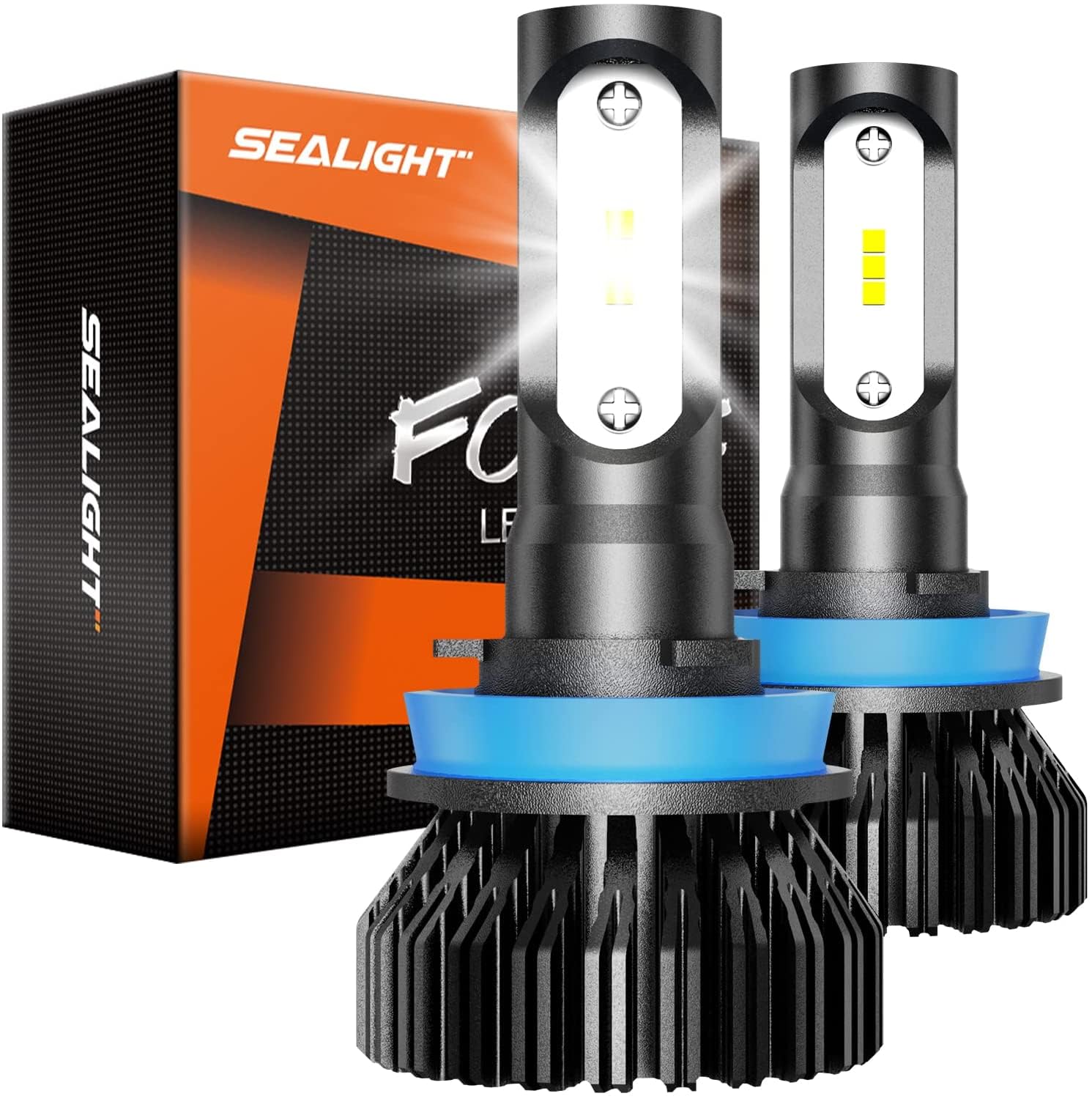 SEALIGHT H11 H8 LED Fog Light Bulbs - 6500K Xenon White, 600% Brighter, H9 H16 H8 H11 Compatible - Wide Angle Design, 300m+ Lighting Range - Plug & Play Installation (2-Pack) - Perfect for Night Driving & Foggy Conditions
