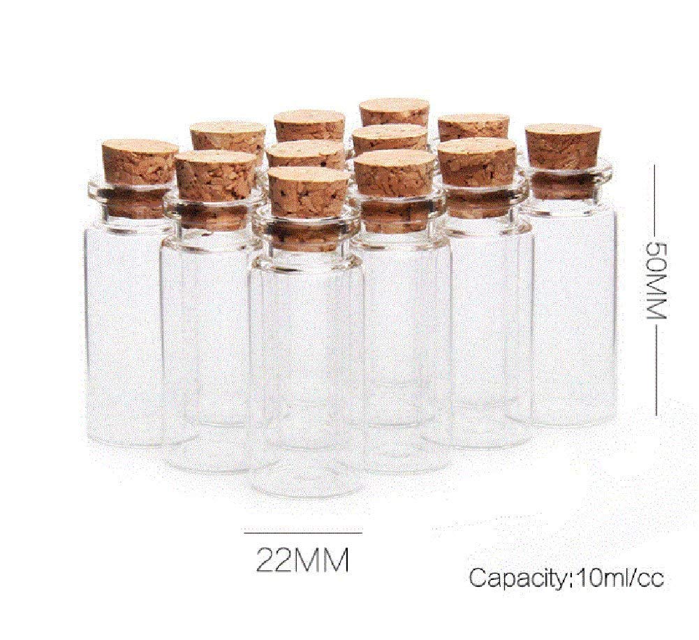 24pcs 10ml Clear Glass Jars with Cork Stoppers - Small Glass Bottles for DIY Crafts, Home Decor, Wedding Favors & Party Supplies - Perfect for Essential Oils, Spices, Beads Storage & Gift Packaging