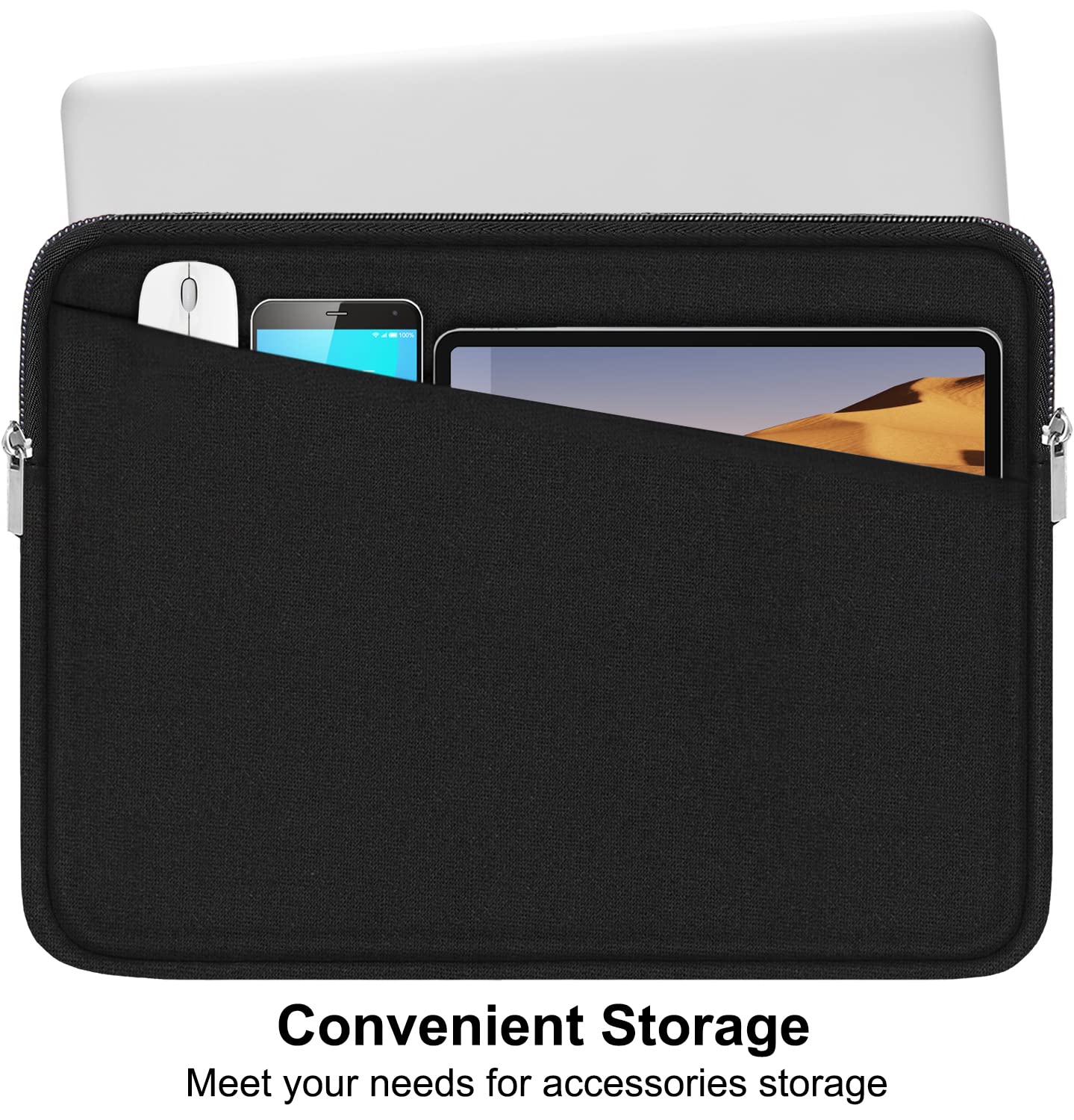 14 Inch Laptop Sleeve for MacBook Air/Pro - Durable Protective Case with Front Pocket | Slim Computer Carrying Bag & Briefcase | Perfect for Work, Travel & School (Black)
