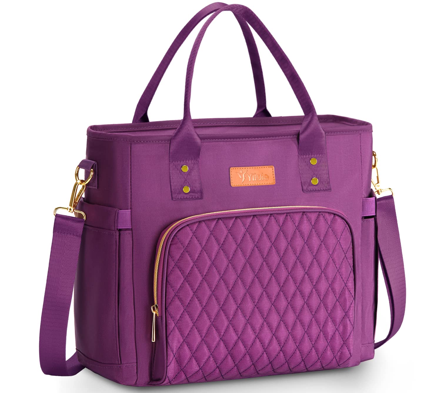 **Insulated Lunch Bag for Women - Large Thermal Lunch Box with Bottle Holder, Leak-Proof & Eco-Friendly - Perfect for Work, School, Picnic & Outdoor Activities (Purple)**