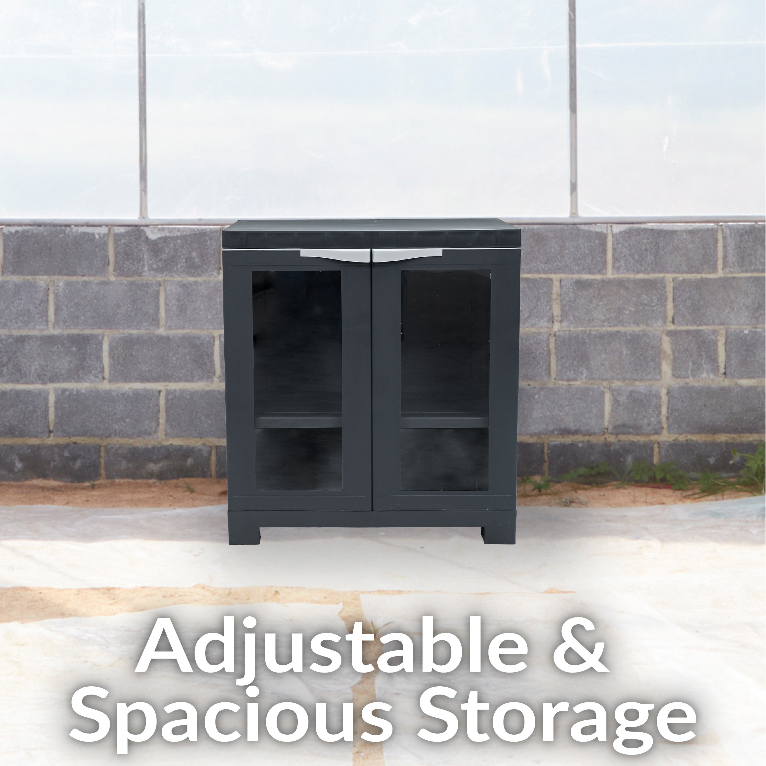 Durable Plastic Garage Storage Cabinet with Adjustable Shelves - Heavy-Duty Organizer for Tools, Gardening Supplies & Home Organization