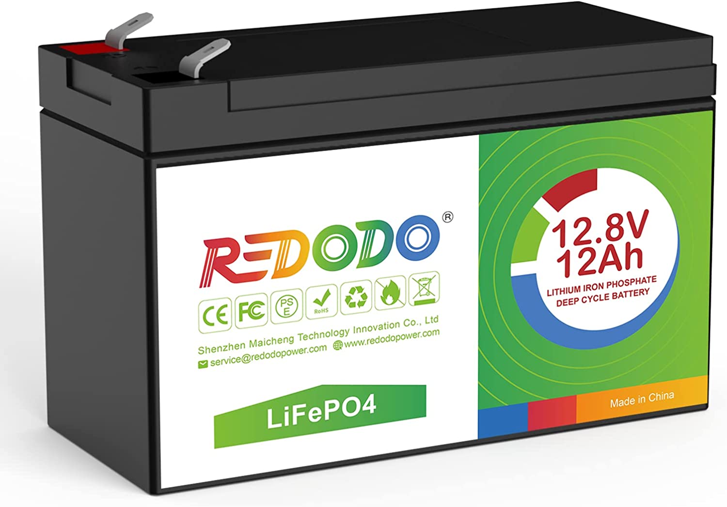 Redodo 12V 12Ah LiFePO4 Lithium Battery - Deep Cycle Rechargeable Battery for Solar Power, RV, Marine, Golf Cart & Off-Grid Applications | Long Lifespan & Lightweight Design