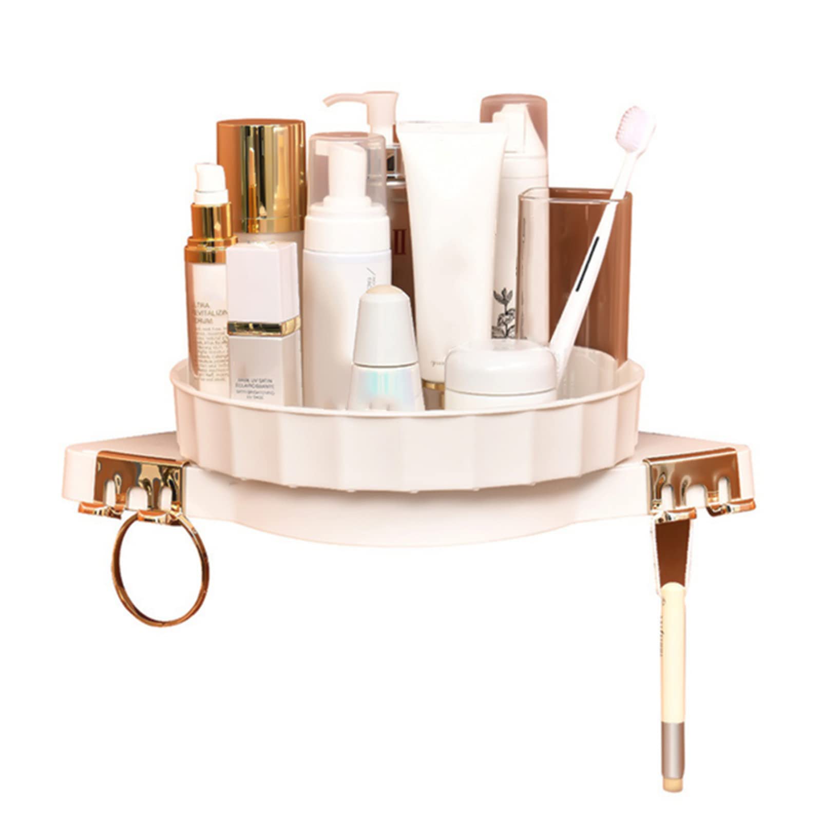 360° Rotatable Self-Adhesive Wall Mounted Storage Organizer - Hollow Design Corner Rack for Bathroom, Kitchen, Closet & Office | Space-Saving Home Organization Solution