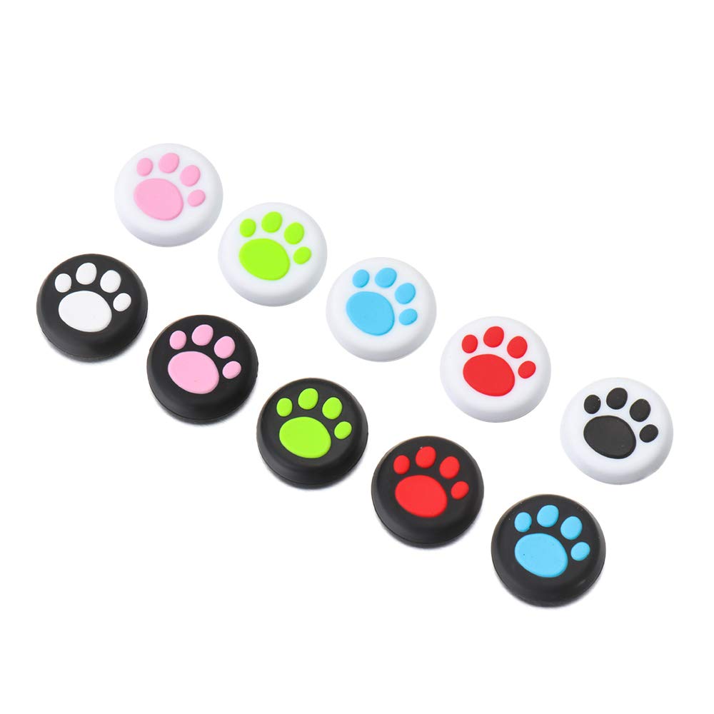 2 Pack Cute Cat Paw Thumb Grip Caps - Silicone Joystick Covers for PS5, PS4 Slim/Pro, PS3, Xbox One X/S/Elite, Switch Pro, Xbox 360 & Wii U Controllers - Soft Rubber Gaming Accessories for Enhanced Grip & Comfort During Long Gaming Sessions