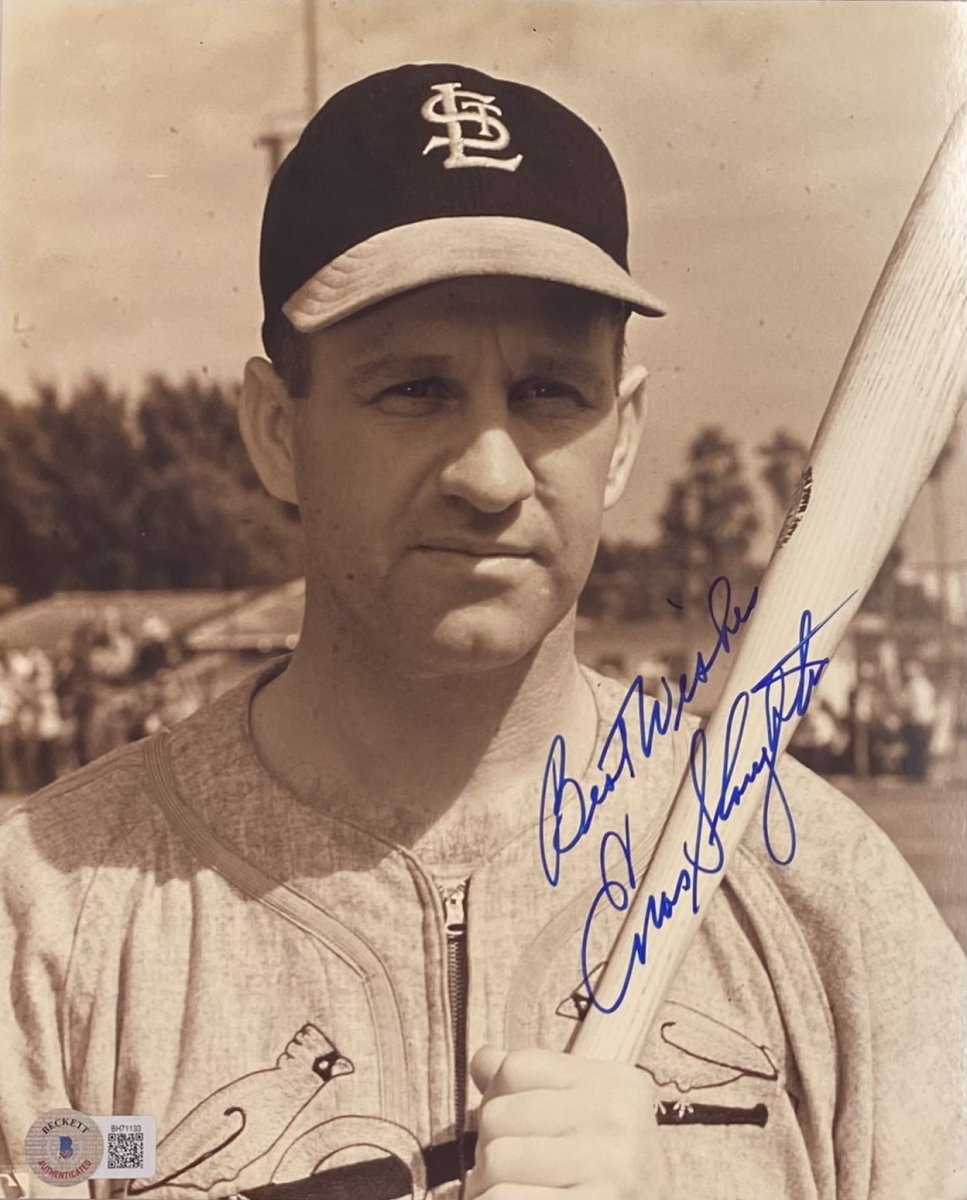 Enos Slaughter Autographed 8x10 St. Louis Cardinals Baseball Photo - BAS BH71133 - Perfect for Sports Memorabilia Collections & Cardinals Fan Gifts