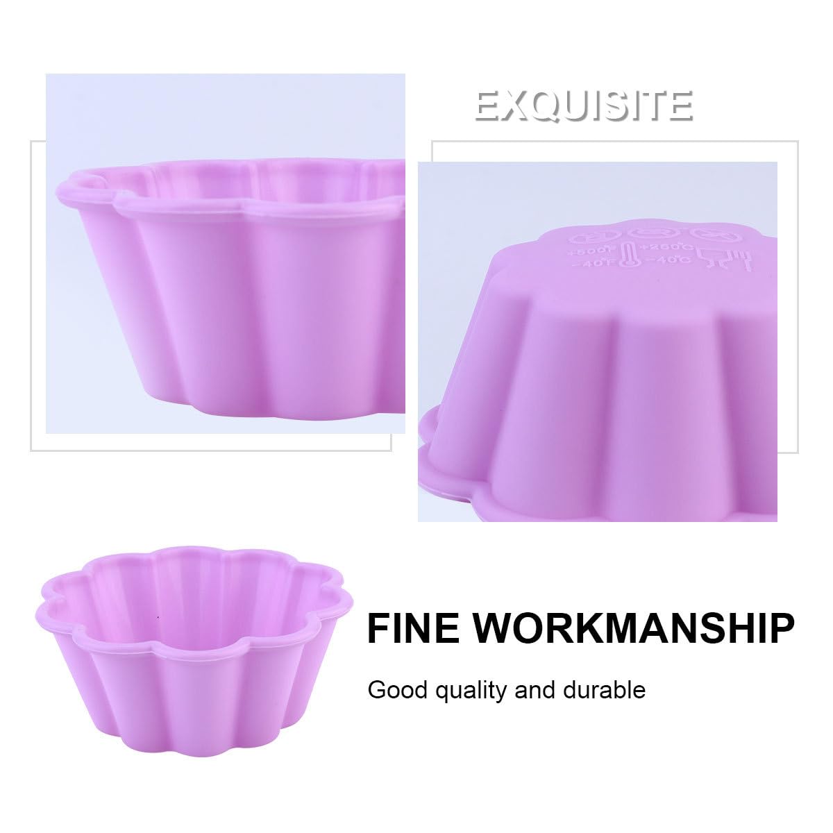 10 Pcs 2.8 Inch Flower Silicone Baking Molds - Reusable Cupcake, Donut & Egg Tart Molds for Baking - Perfect for Birthday Parties, Baby Showers & Holiday Desserts