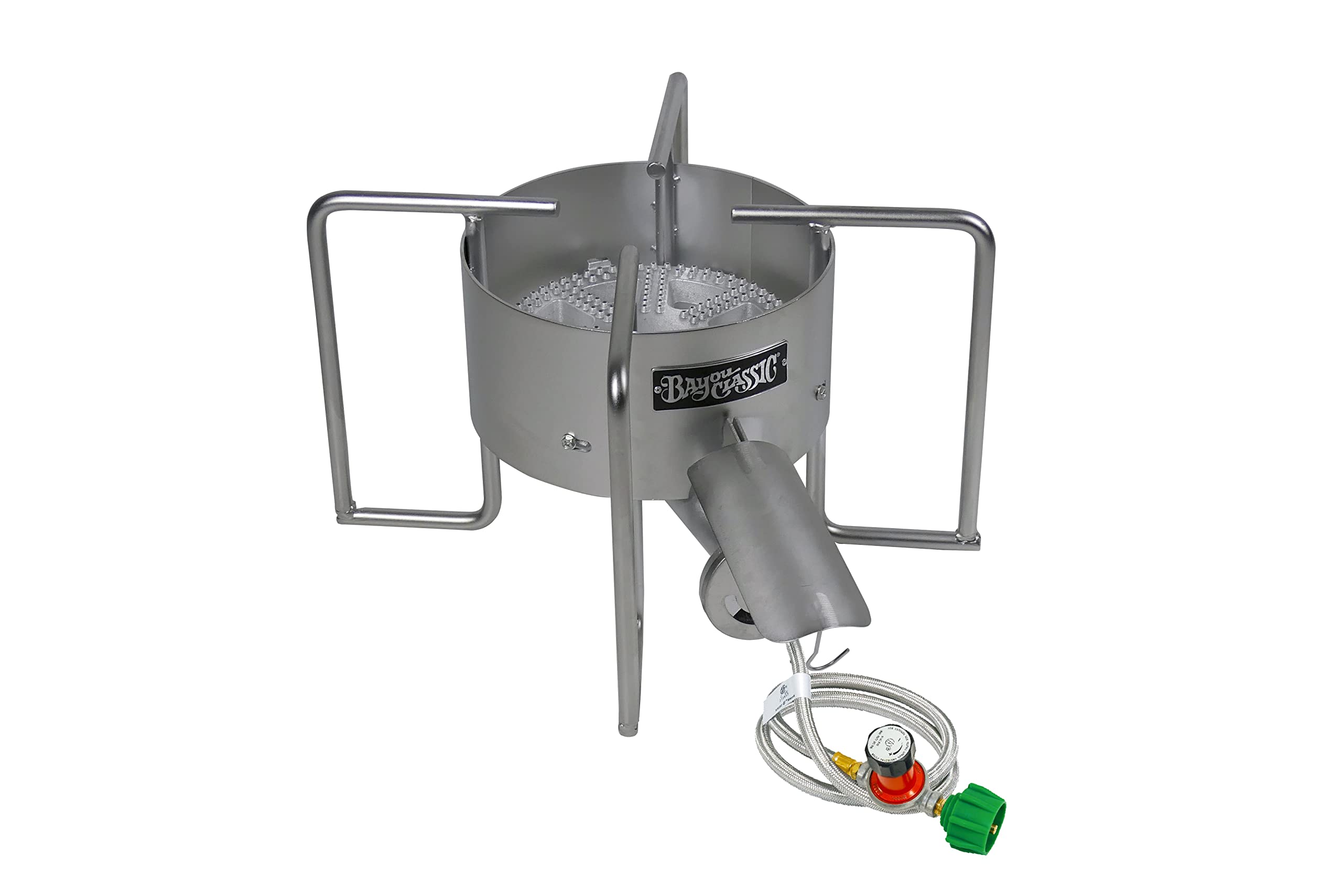 Bayou Classic SAB6 22-Inch Stainless Steel Propane Burner for Outdoor Cooking - High-Power Crawfish Boiler, Homebrew Beer, Seafood Boil Pot, Stew & Gumbo - Compatible with Large Stock Pots & Cast Iron Kettles - Perfect for Backyard BBQs, Camping Trips & Tailgating Parties