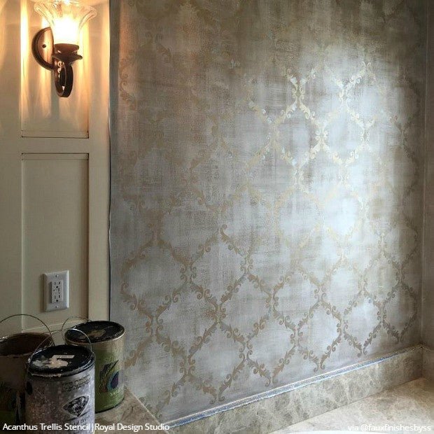 Acanthus Trellis Wall Stencil - Reusable DIY Decorative Painting Template for Home & Garden Décor | Perfect for Walls, Furniture, and Fabric Projects