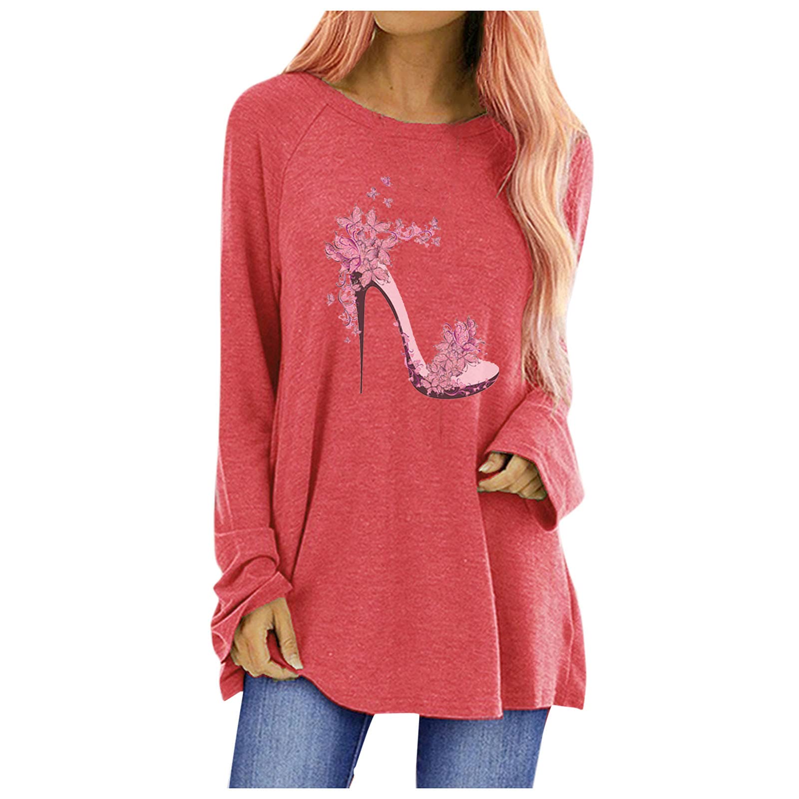 Women's Long Sleeve Tunic Tops for Leggings - Dandelion Graphic Casual Blouse | Perfect for Work, Yoga & Everyday Wear