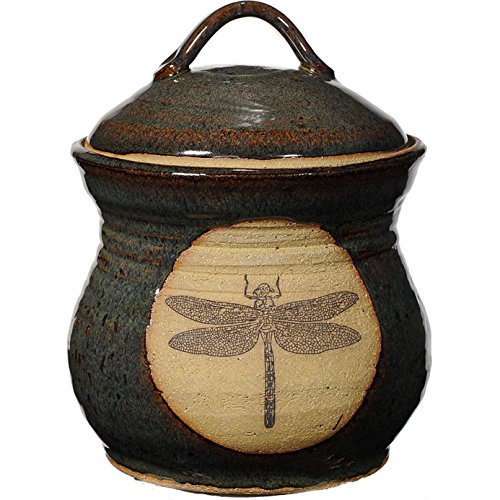 Handmade Ceramic Canister with Lid - Dragonfly Large Seamist Glaze Pottery Jar for Coffee, Tea, Sugar & Candy Storage - Perfect for Kitchen, Pantry & Home Decor