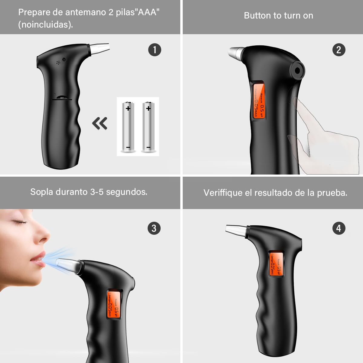 Portable Alcohol Breathalyzer Tester with LCD Display & Reusable Mouthpieces - Personal & Professional Use - Accurate BAC Detection for Home, Workplace, and Road Safety