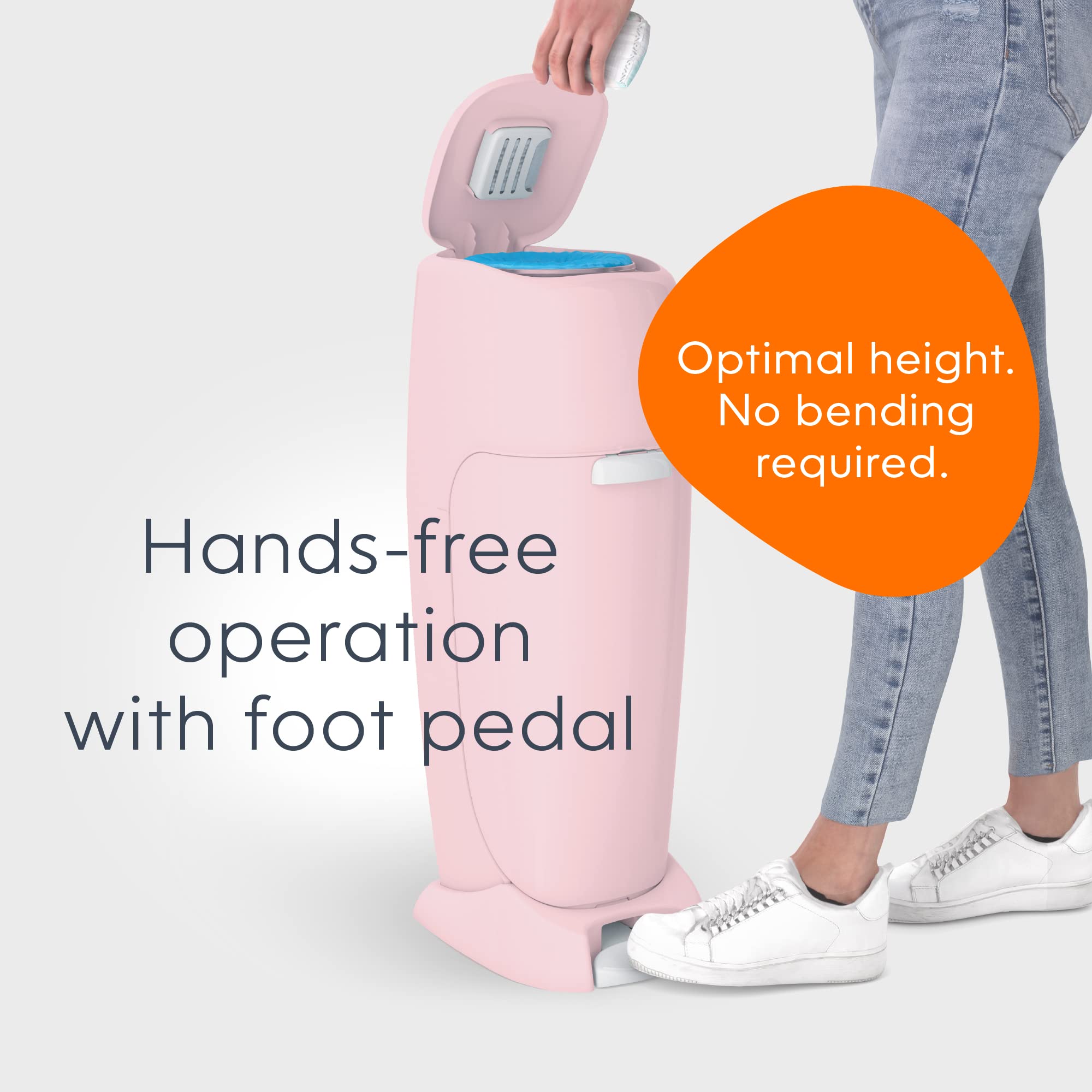 Playtex Diaper Genie Complete Diaper Pail with Odor Control & Antimicrobial Protection - Includes Pail & 1 Refill, Pink - Perfect for Nursery, Baby Room & Daycare Diaper Disposal